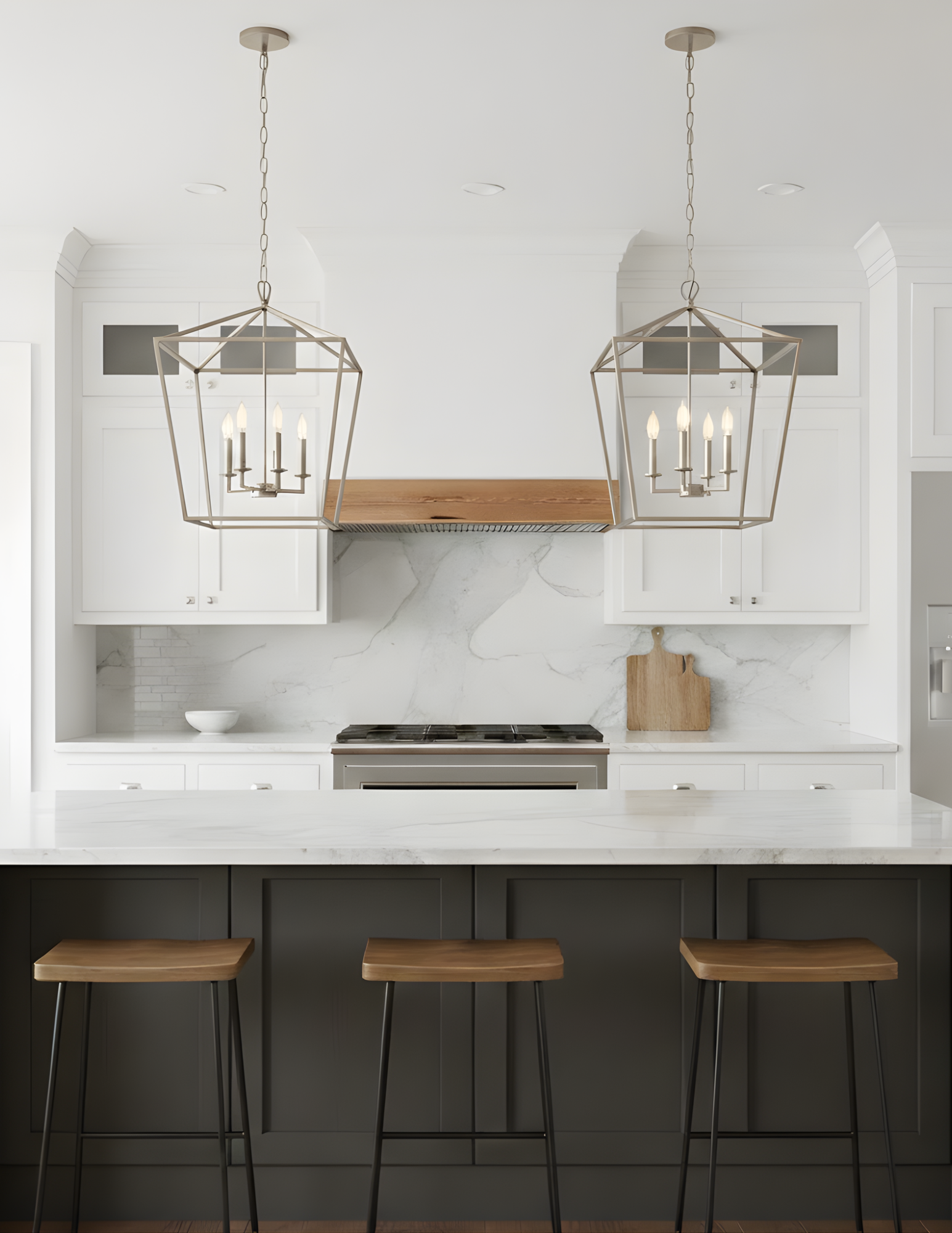 4-Light Open Cage Entry - Sleek Pendants