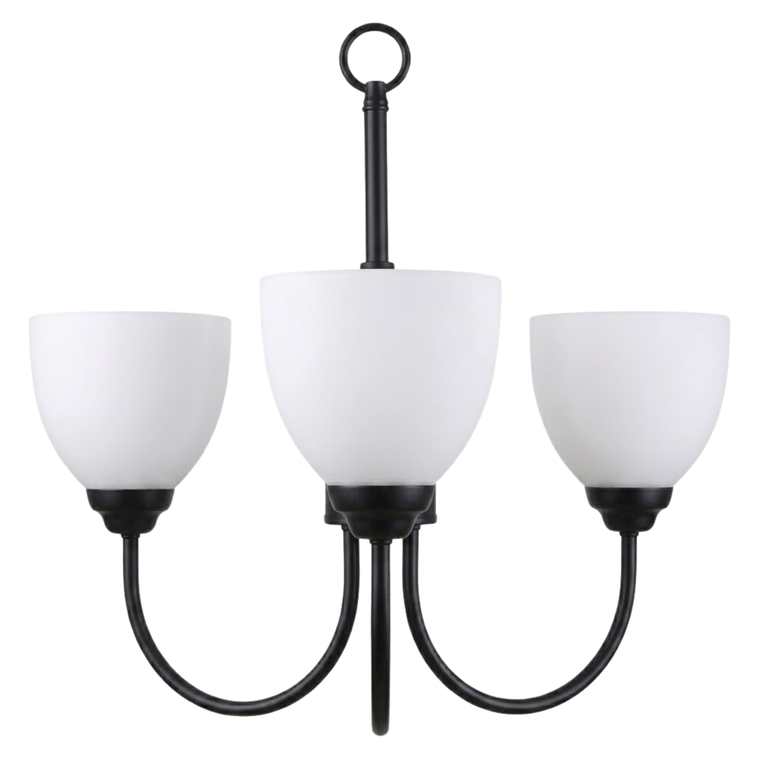 Laredo 3-Light Chandelier White Glass - Chic Chandeliers in Matte Black