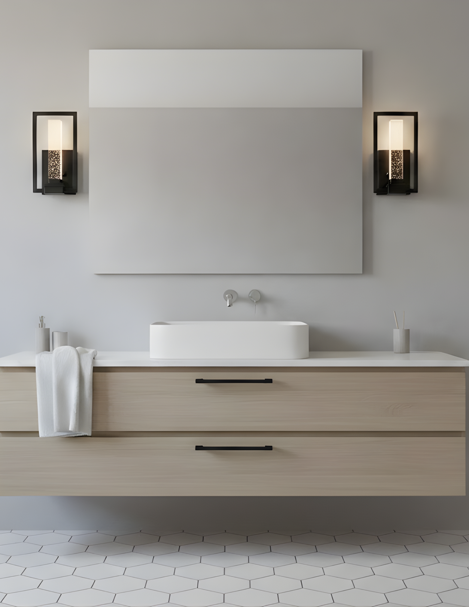 Crystal Glass Indoor Seeded Wall Sconce - Timeless Exterior in Matte Black