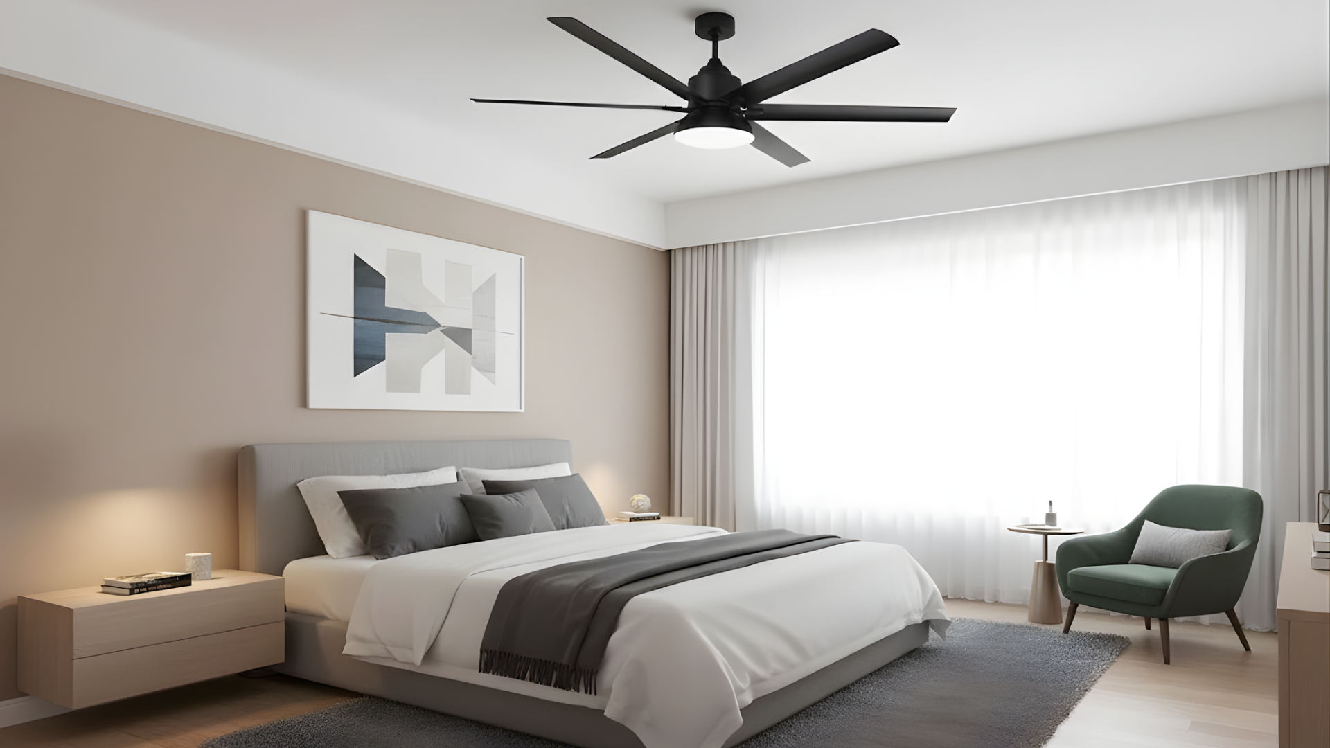 6-Blade 72" MB Fan MB Blades Damp 18W LED 3K