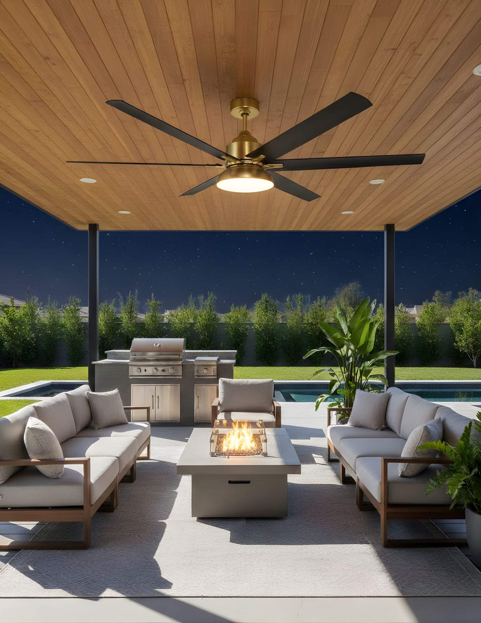 6-Blade 72" MB Fan MB Blades Damp 18W LED 3K