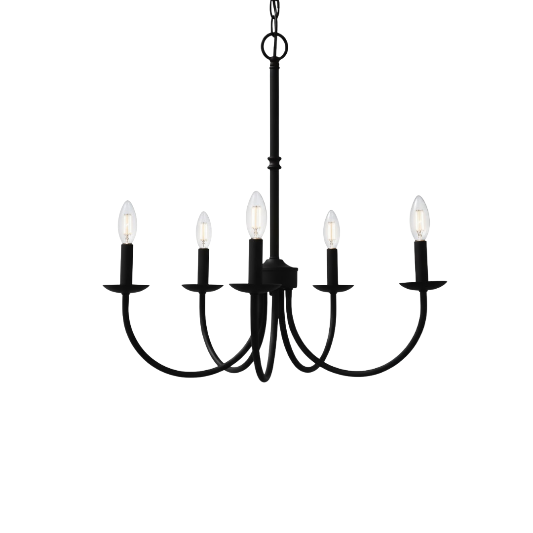 Laredo 5-Light Matte Black - No Glass - Transitional Chandeliers