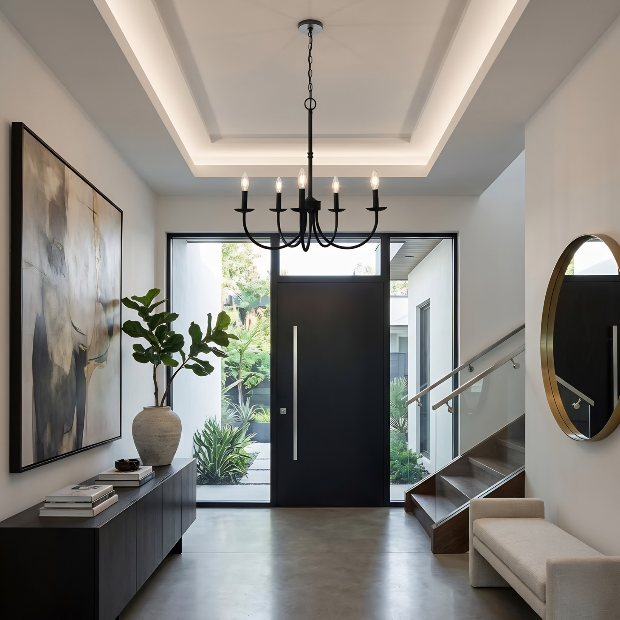 Laredo 5-Light Matte Black - No Glass - Transitional Chandeliers