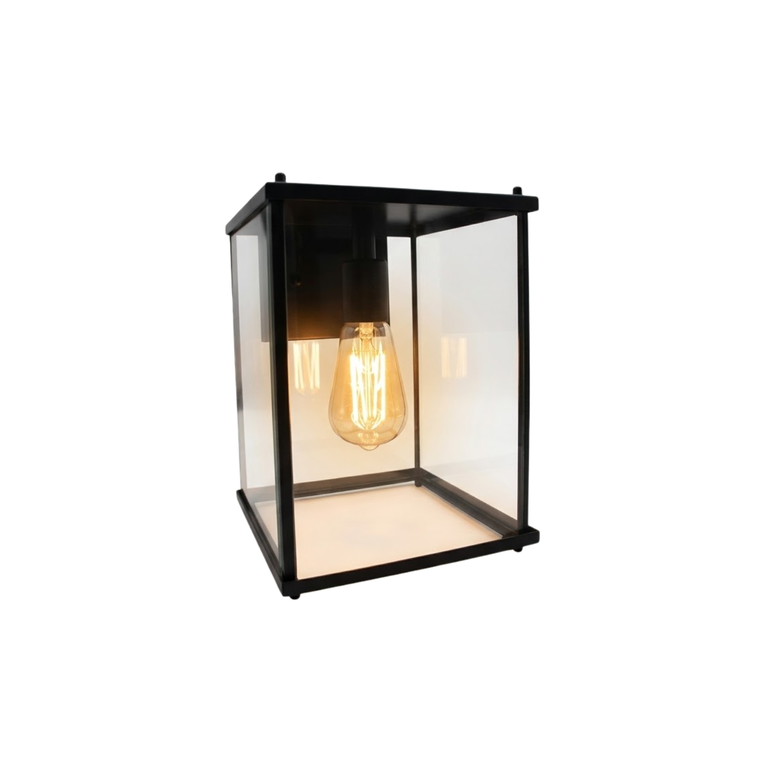 4-Sided Open Bottom Coach Light - Decorative Exterior in Matte Black