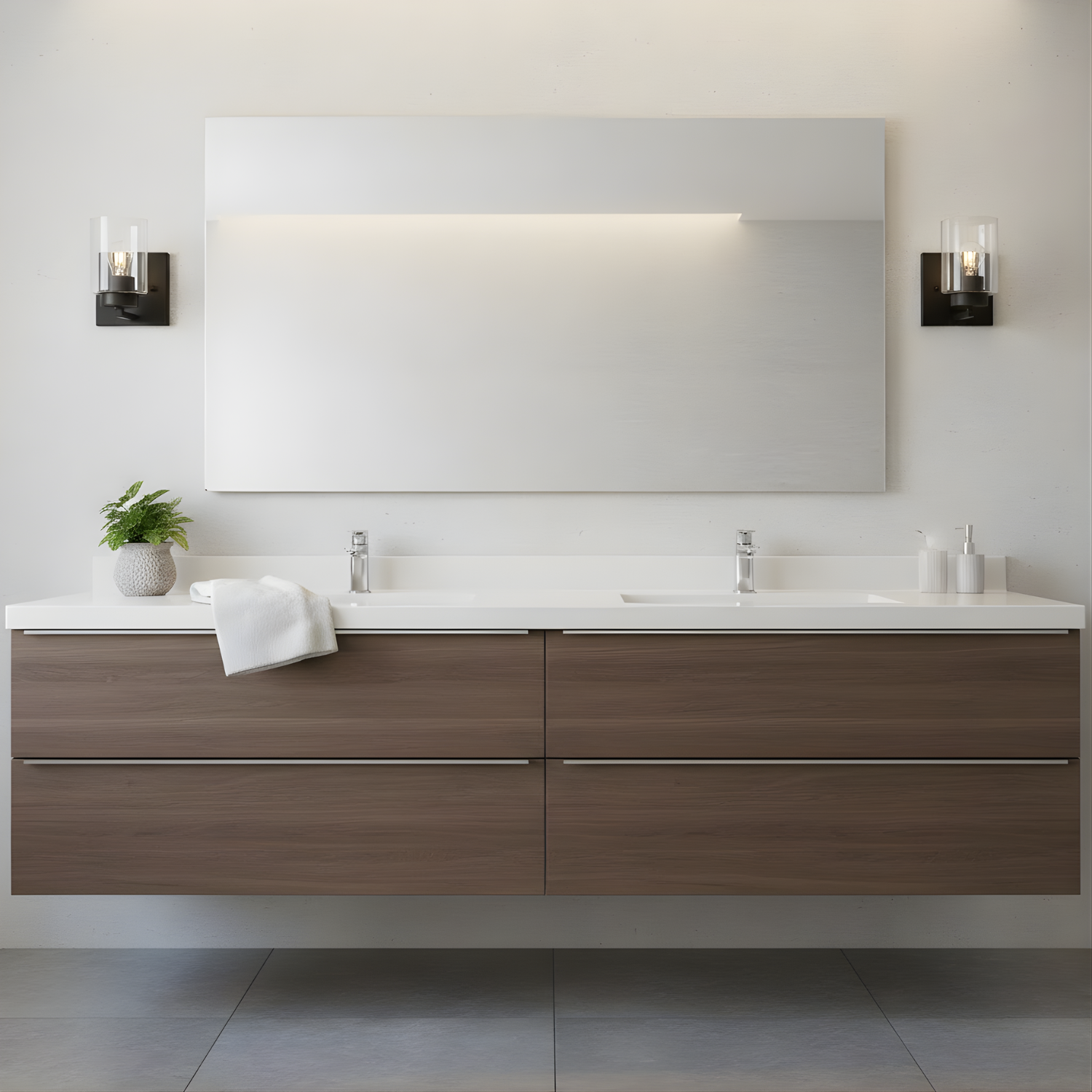 1-Light Clear Glass Sconce - Minimalist Vanities