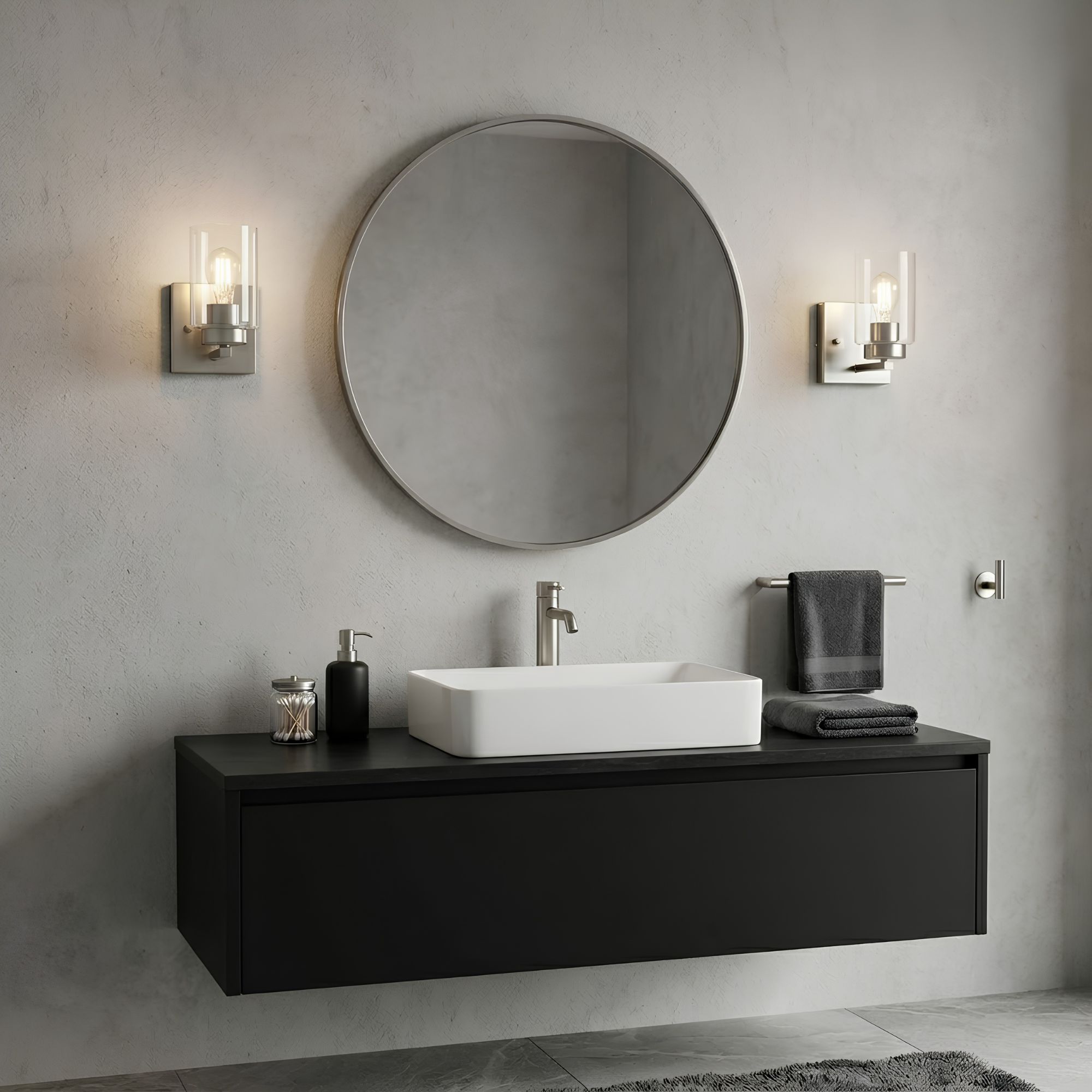 1-Light Clear Glass Sconce - Minimalist Vanities