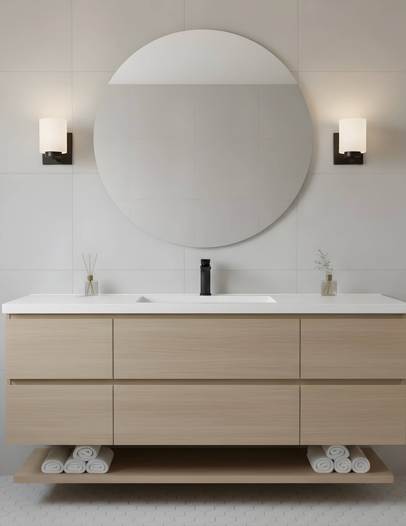 1-Light White Glass Sconce - Classic Vanities