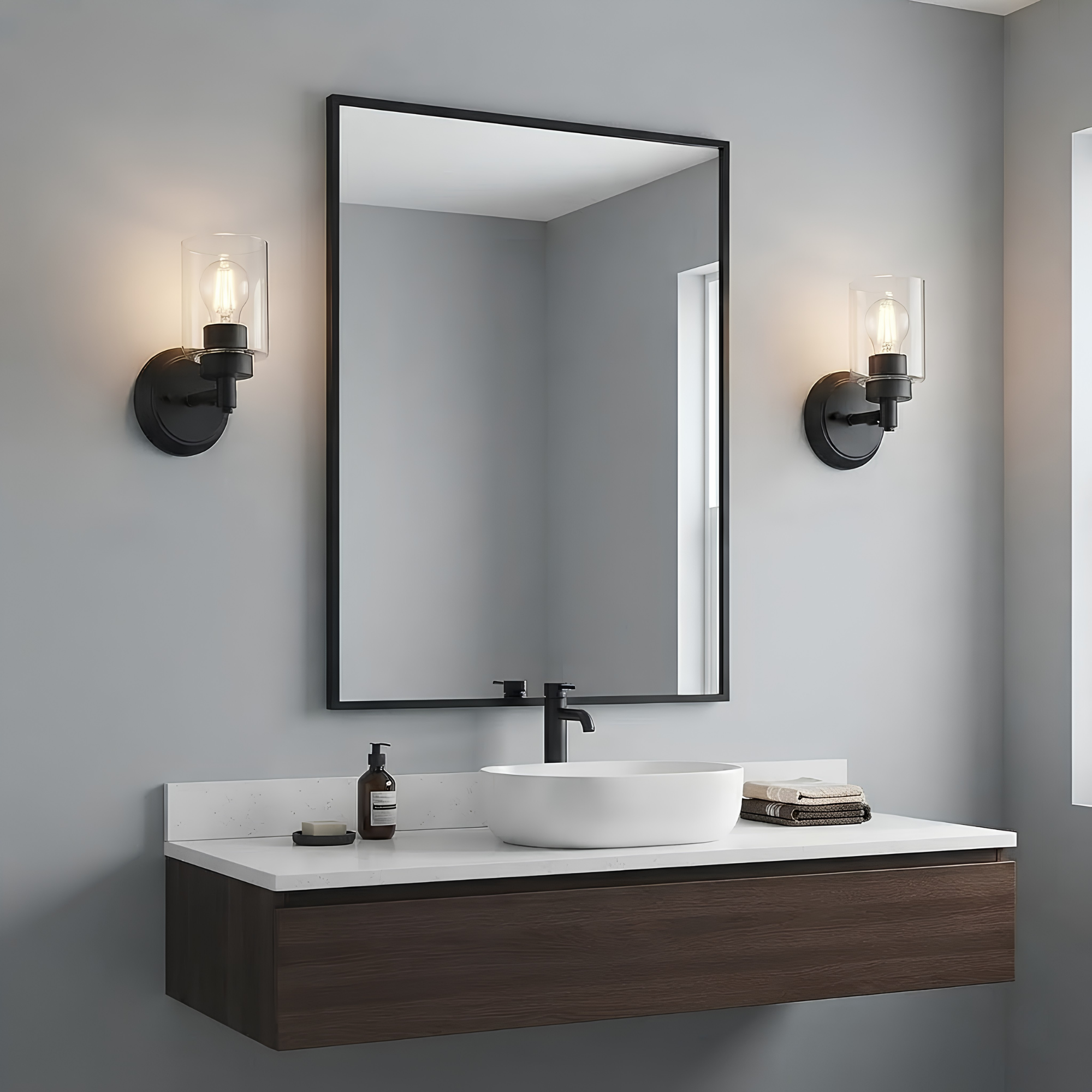 Mincio 1-Light Clear Glass Sconce - Clean-Line Wall Sconces