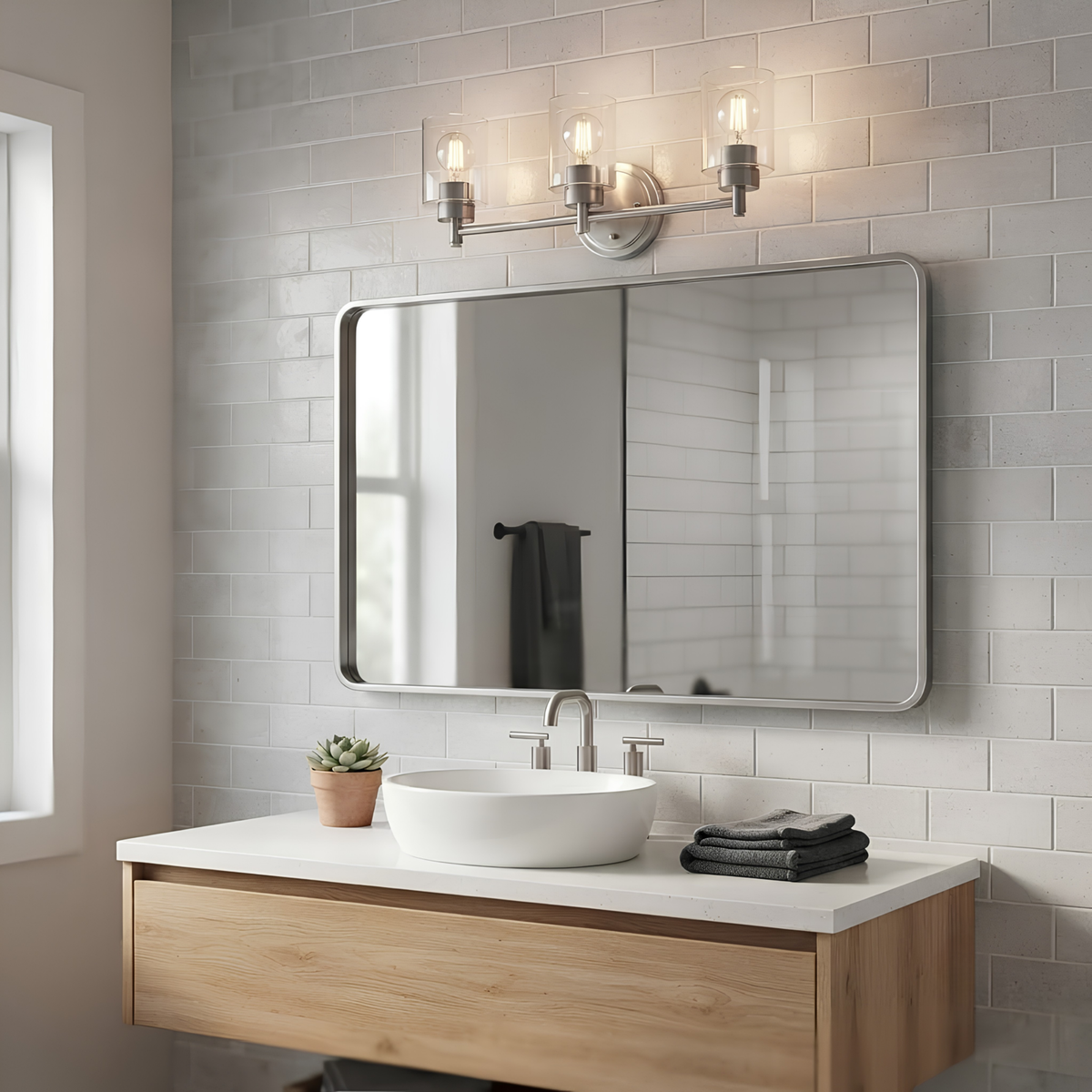 Mincio 3-Light Clear Glass Vanity - Functional Vanities