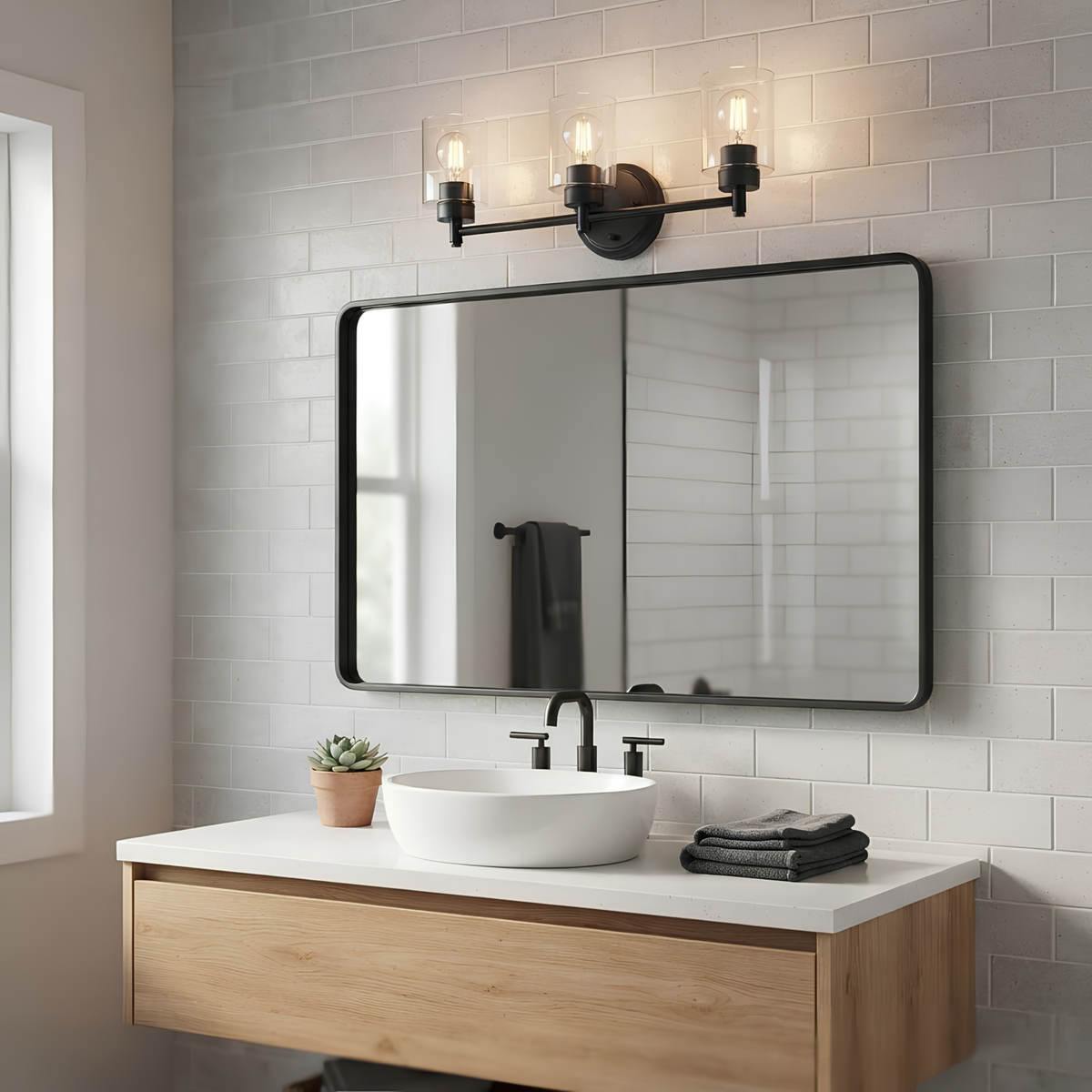 Mincio 3-Light Clear Glass Vanity - Functional Vanities