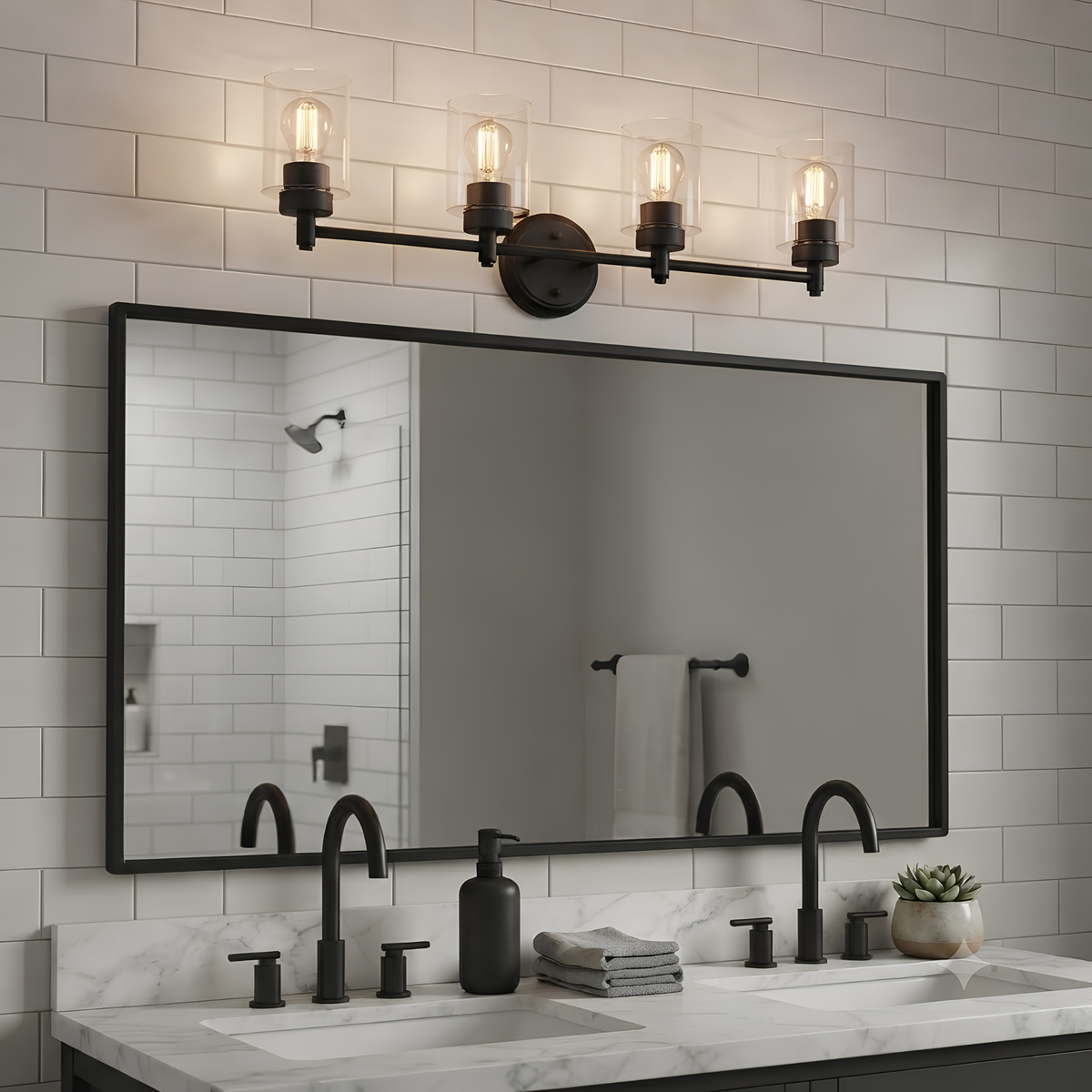 Mincio 4-Light Clear Glass Vanity - Minimalist Vanities