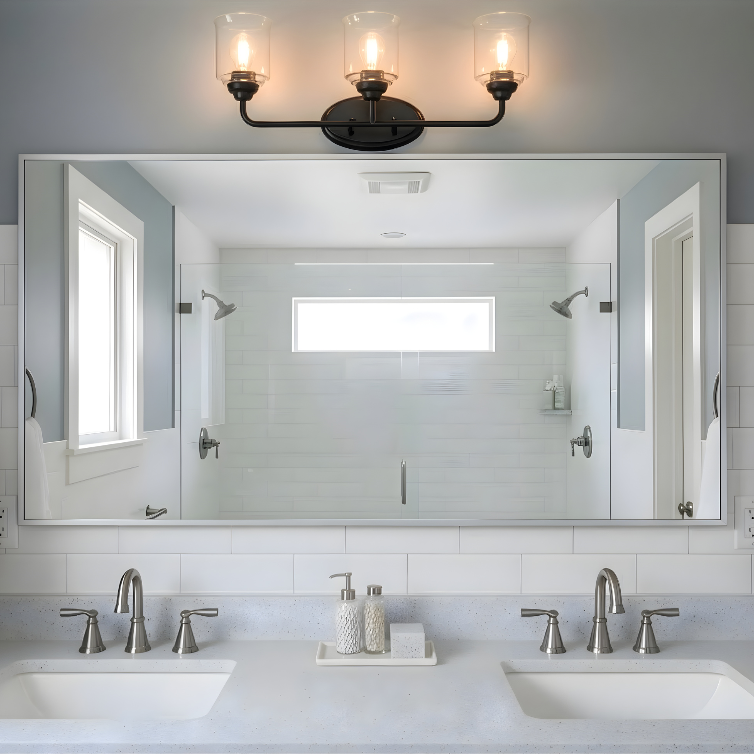 Acheron 3-Light Clear Glass Vanity - Sleek Vanities