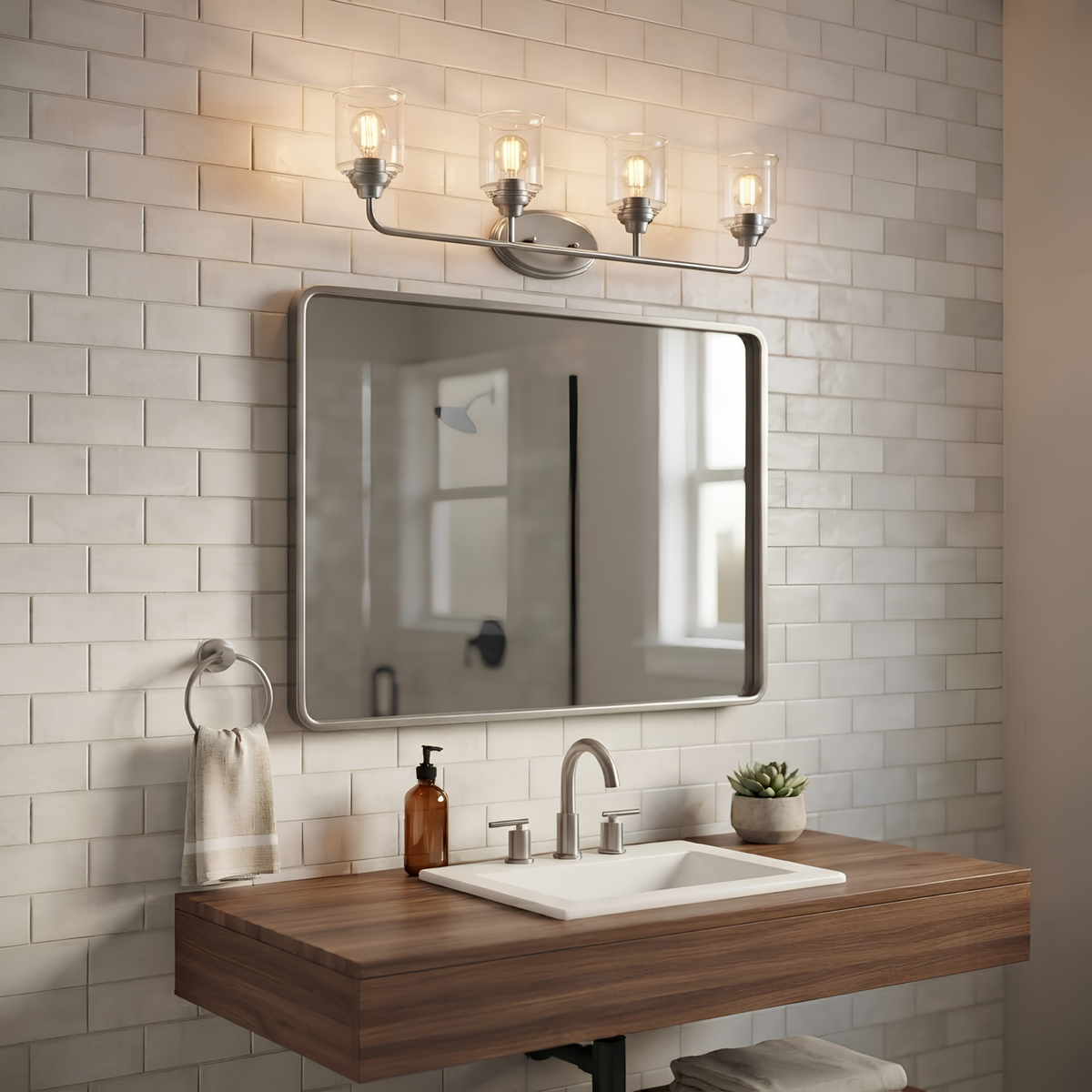 Acheron 4-Light Clear Glass Vanity - Sleek Vanities