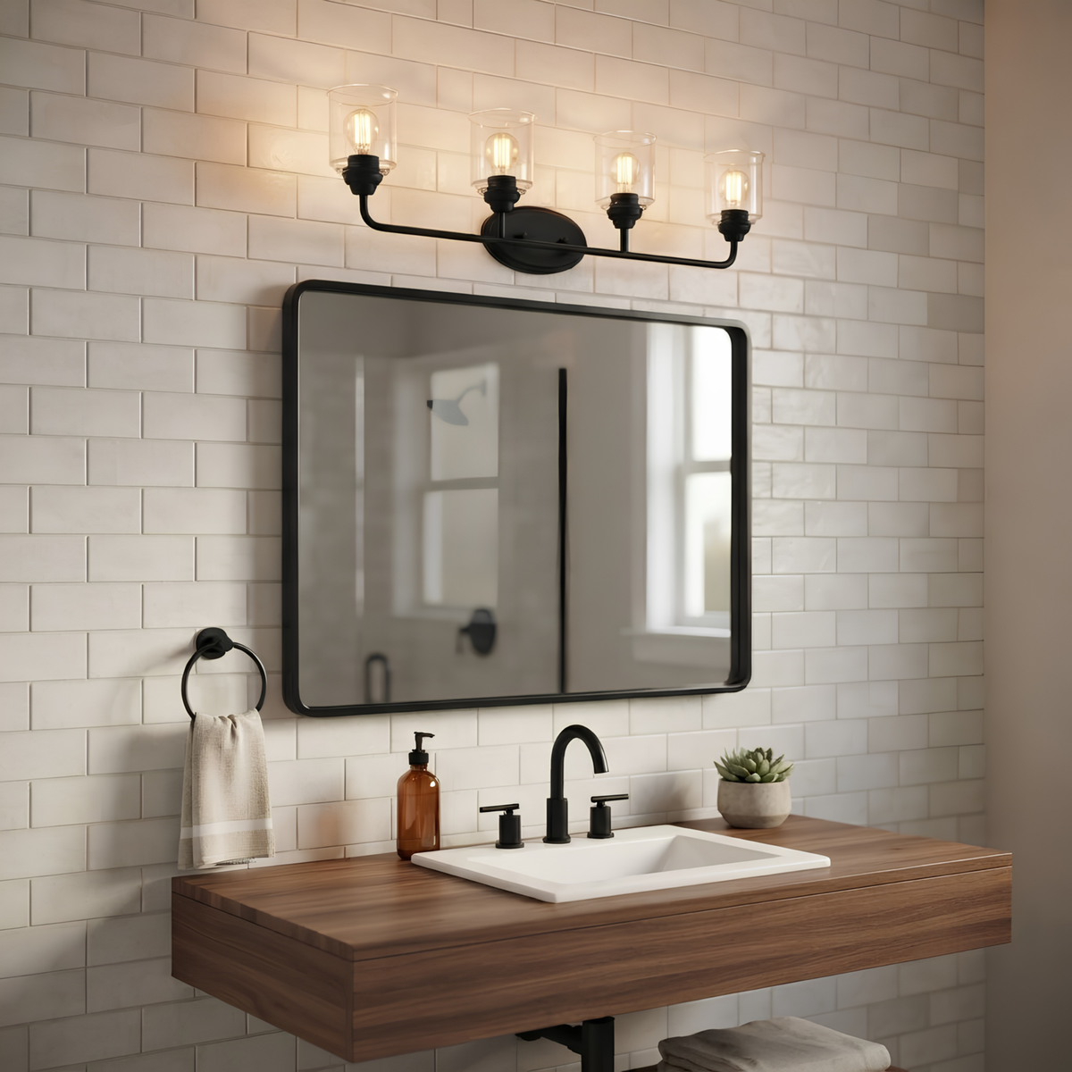 Acheron 4-Light Clear Glass Vanity - Sleek Vanities