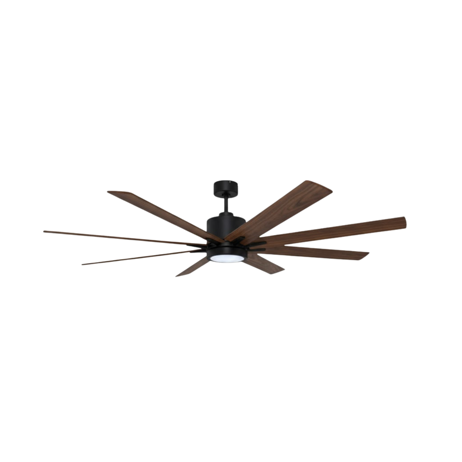 8-Blade 66" Fan Matte Black/Walnut Blades 20W LED 3K,4K,5K - Sophisticated Indoor Fans in Matte Black