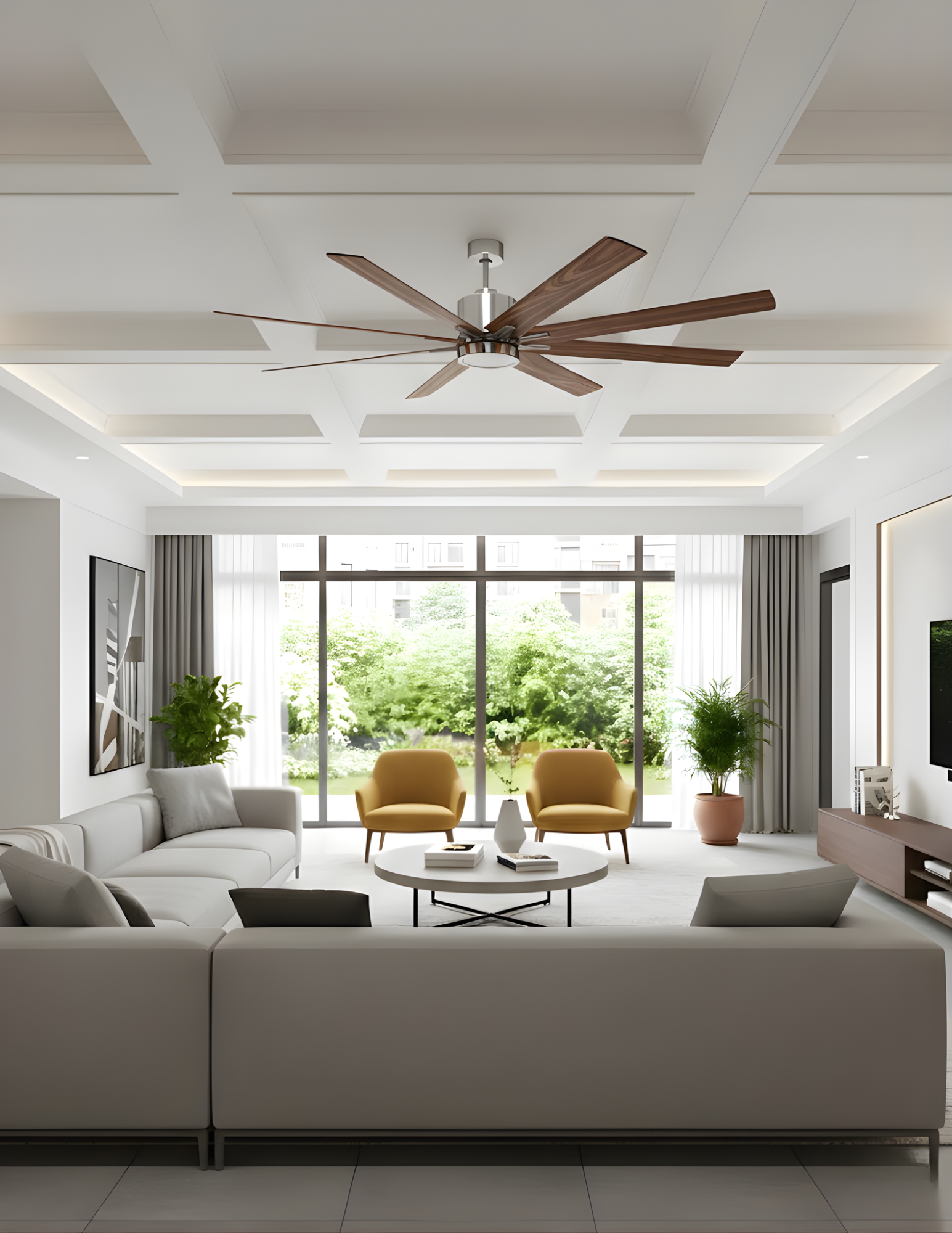 8-Blade 66" NK Fan Wall Control Silver/Walnut Blades 20W LED 3K,4K,5K