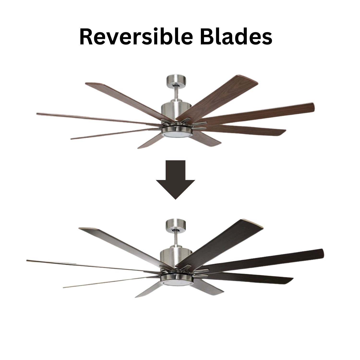 8-Blade 66" NK Fan Wall Control Silver/Walnut Blades 20W LED 3K,4K,5K