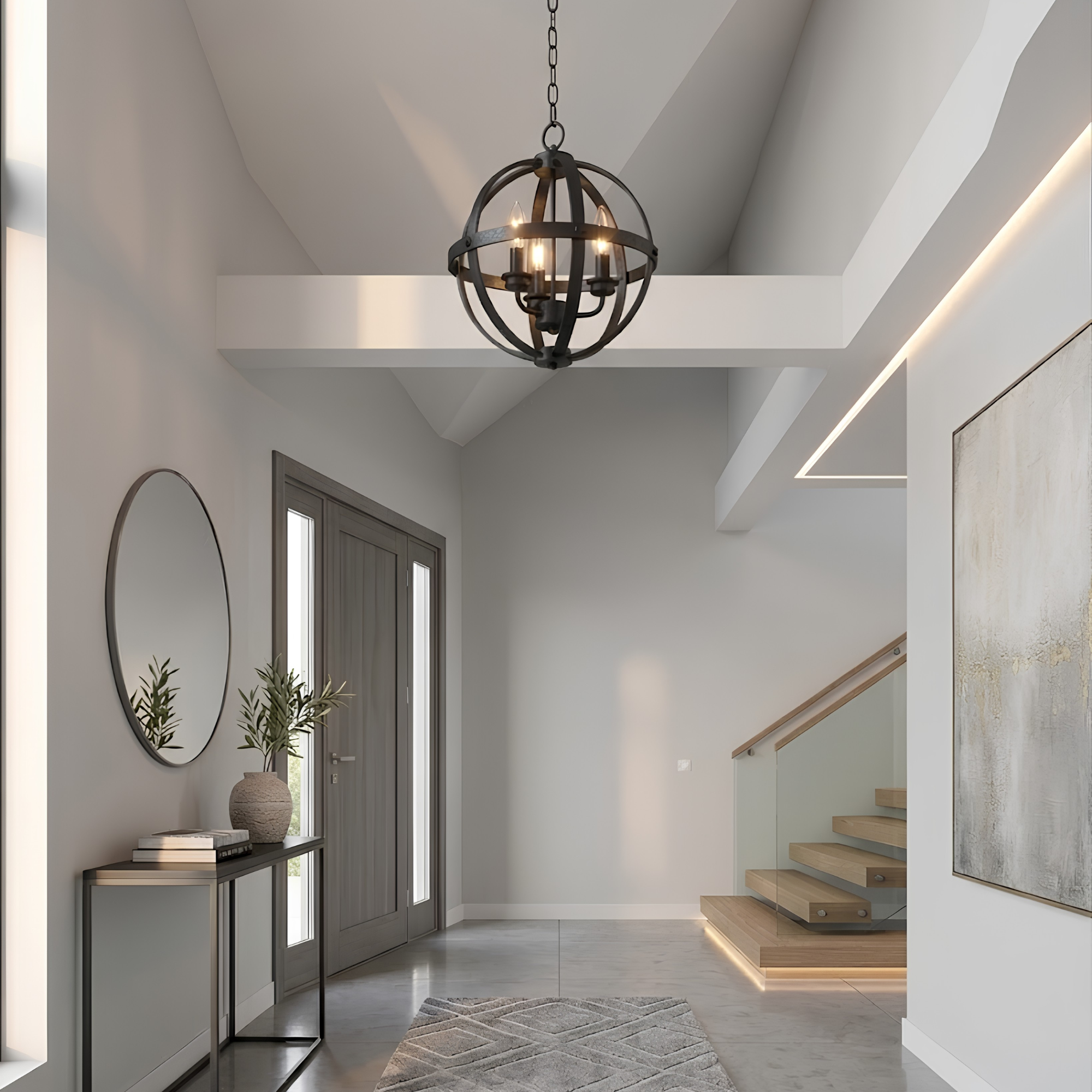 Small 12" Sphere Entry Light - Architectural-Inspired Pendants