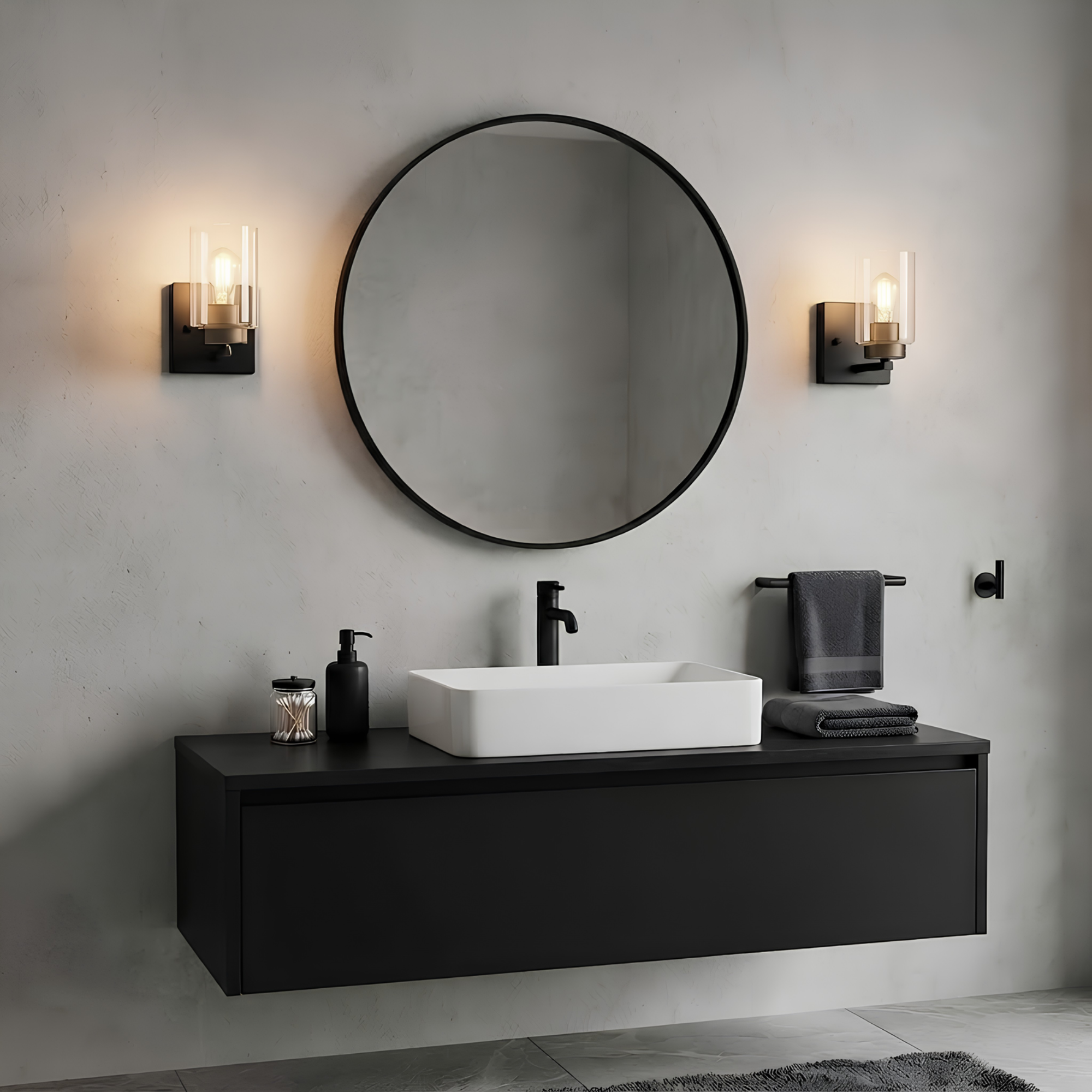 1-Light Clear Glass Sconce - Minimalist Vanities