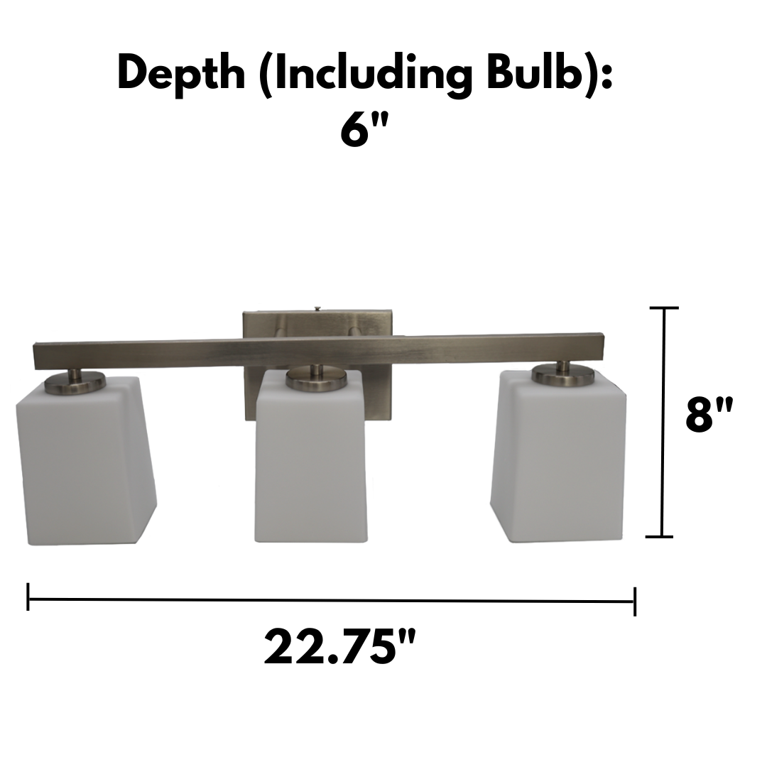 3-Light Vanity - Opal Glass - Refined Pendants in Brushed Nickel