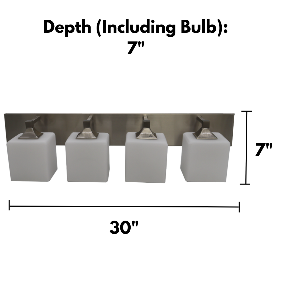 4-Light Vanity - Frosted Glass - Timeless Vanities in Brushed Nickel