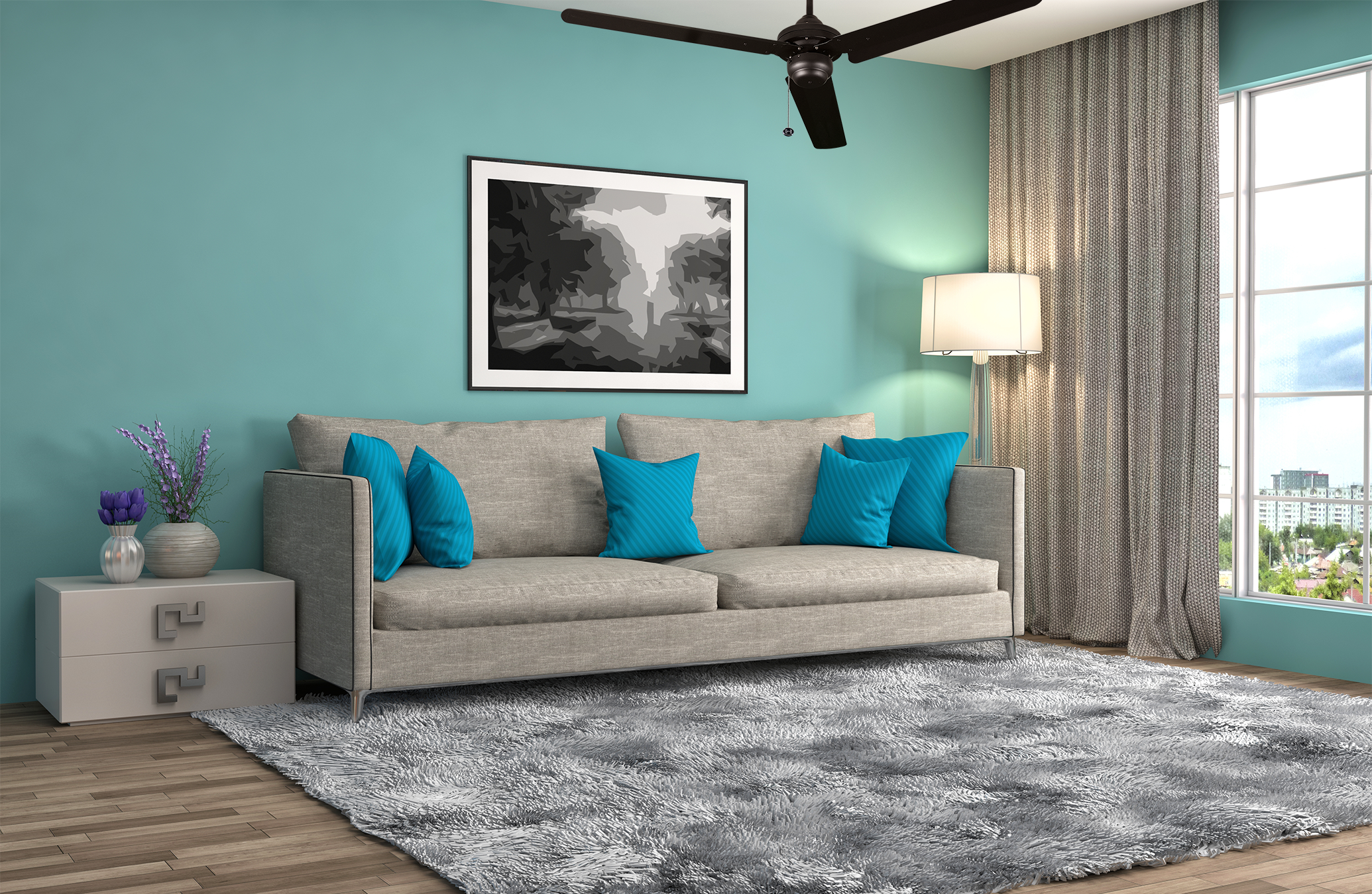 54" 3-Metal Blade Industrial Fan - Architectural-Inspired Outdoor Fans in Matte Black