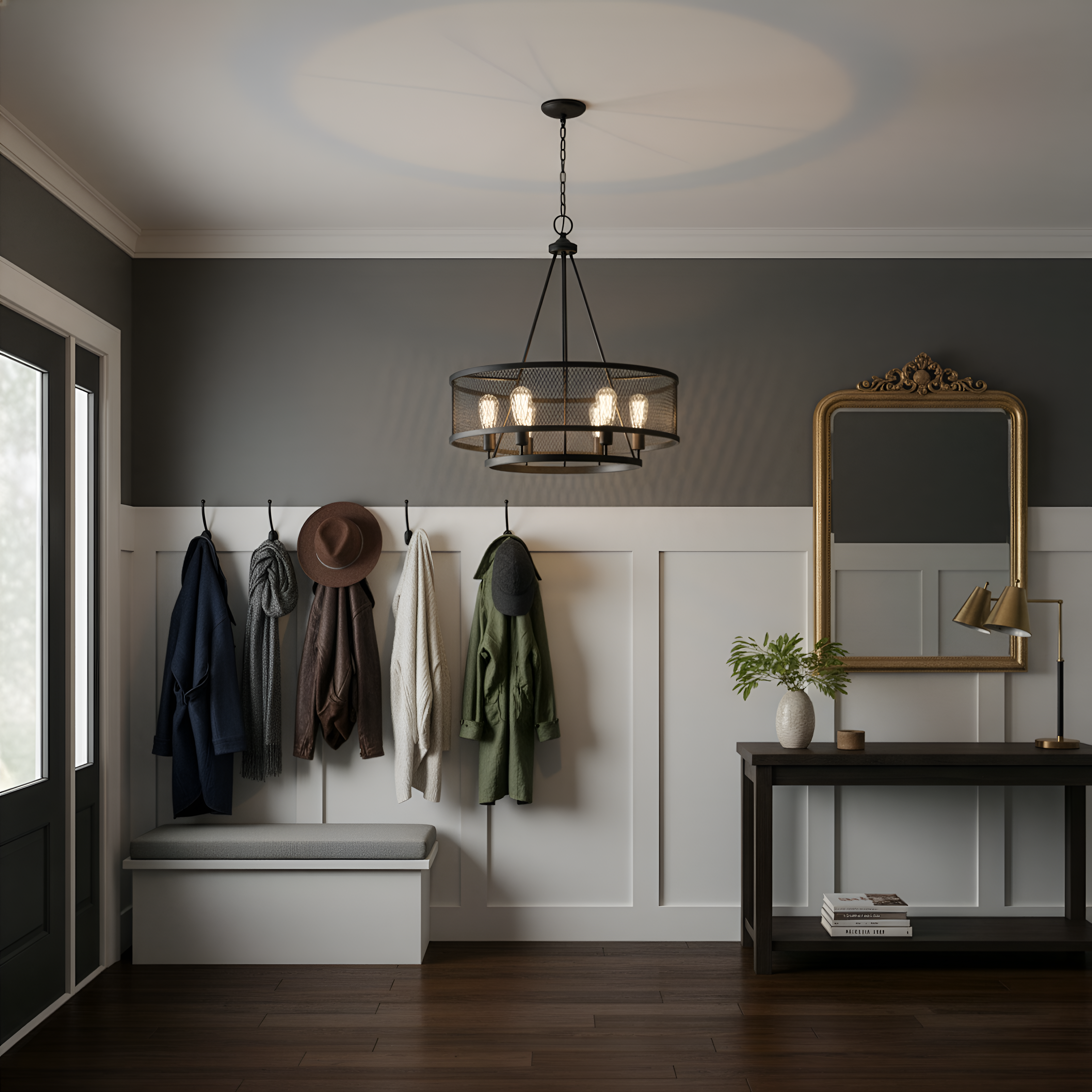 Elza 6-Light Cage Pendant - Matte Black - Architectural-Inspired Pendants