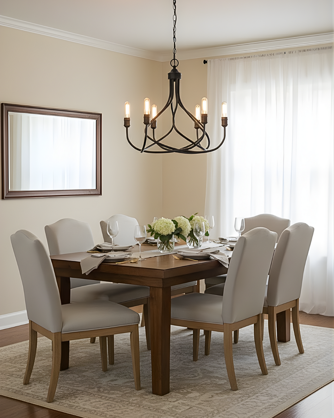 Tara 6-Light Chandelier - Matte Black - Sleek Chandeliers