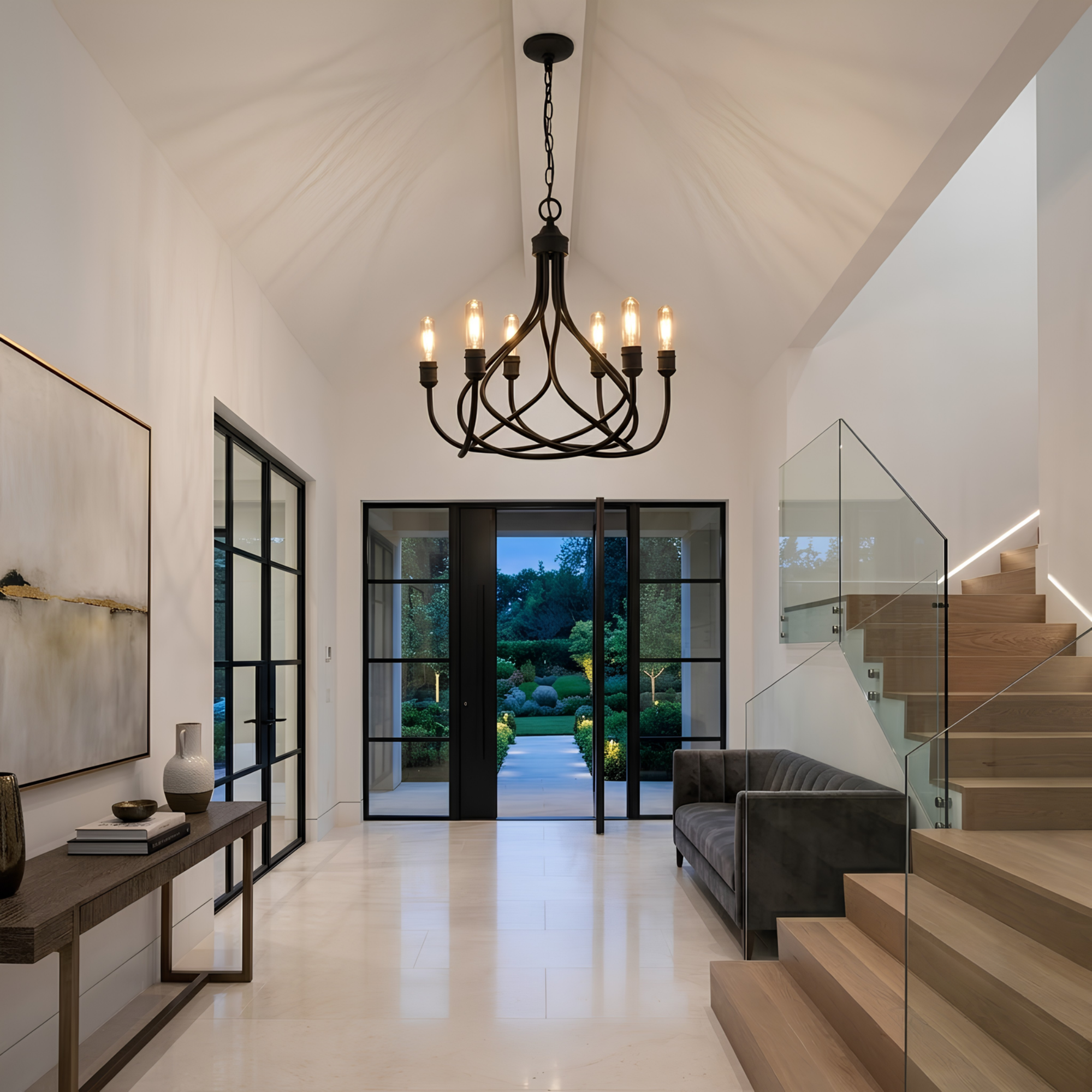 Tara 6-Light Chandelier - Matte Black - Sleek Chandeliers