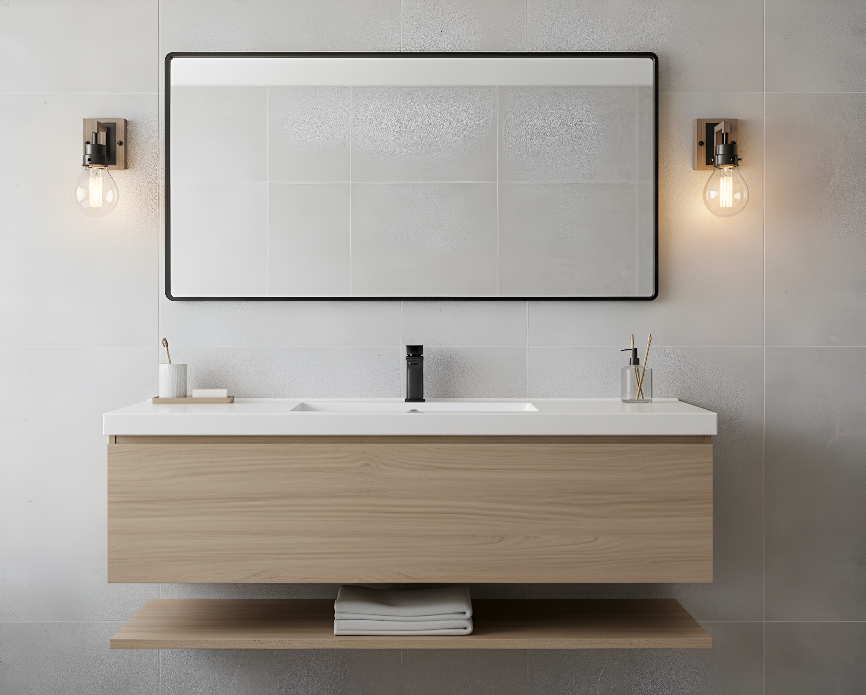 Roxton 1-Light Wall Sconce with Wood Style Accents - Elegant Wall Sconces in Matte Black