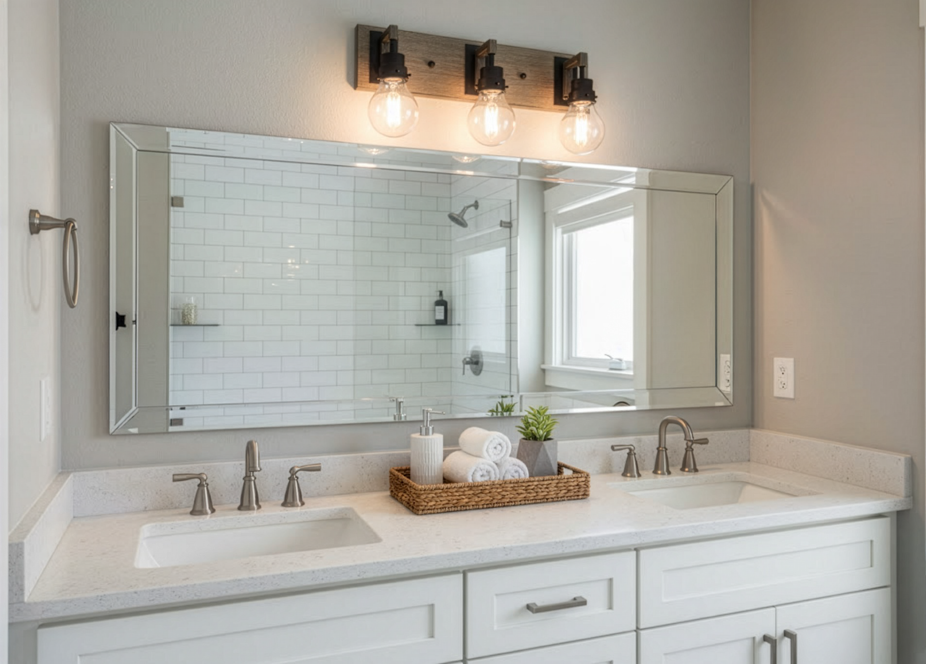 Roxton 3-Light Vanity - Matte Black with Wood Style Accents - Architectural-Inspired Vanities