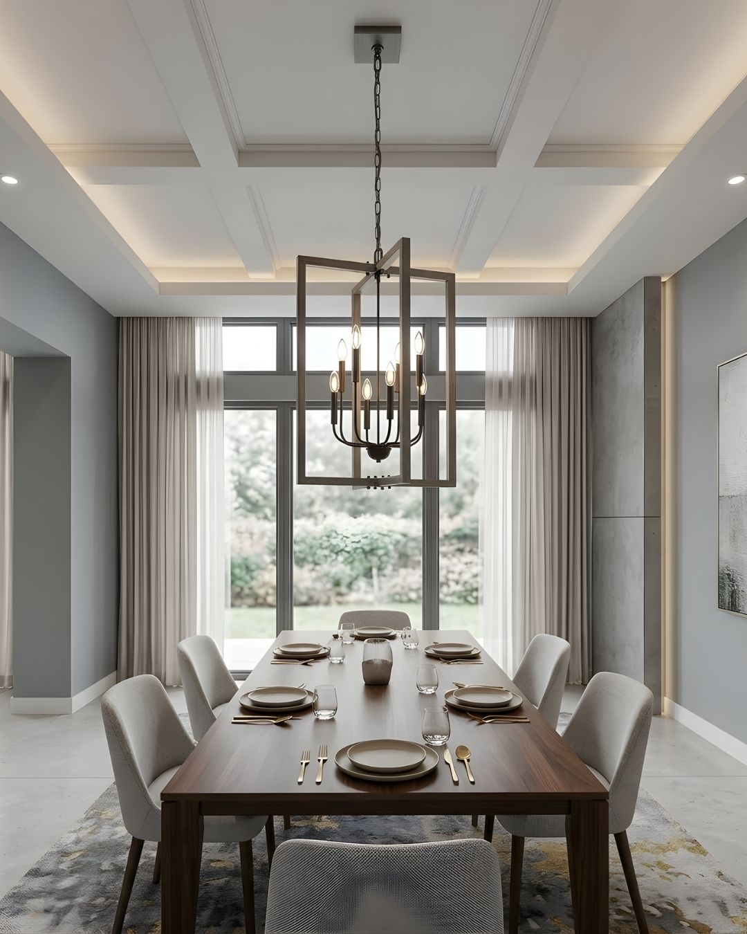 Roxton 8-Light Entry - Matte Black with Wood Style Accents - Statement-Making Pendants