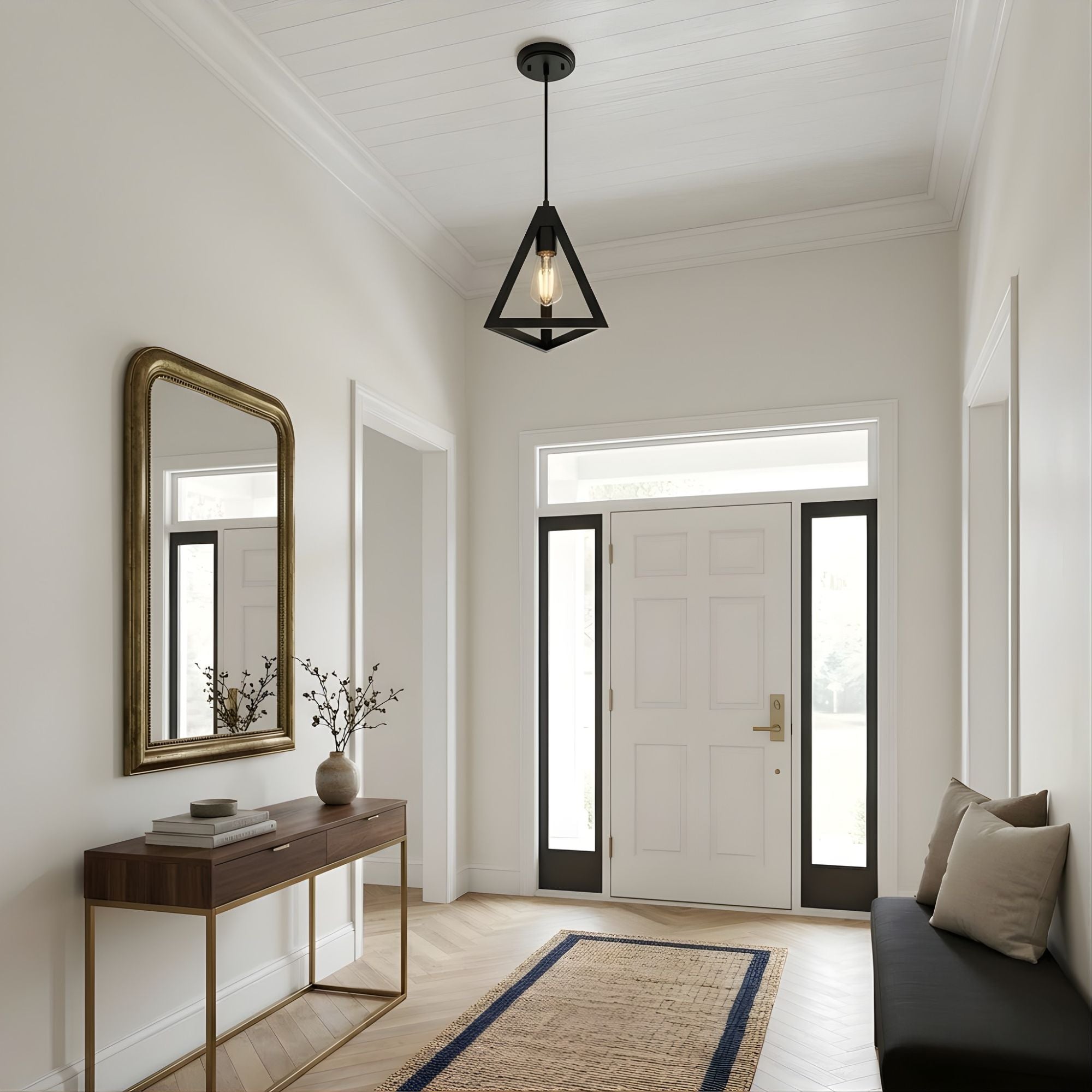 Astra 1-Light Triangle Pendant - Transitional Pendants in Matte Black