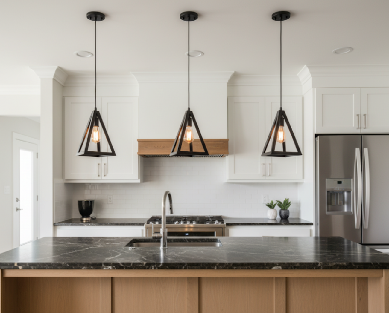 Astra 1-Light Triangle Pendant - Transitional Pendants in Matte Black