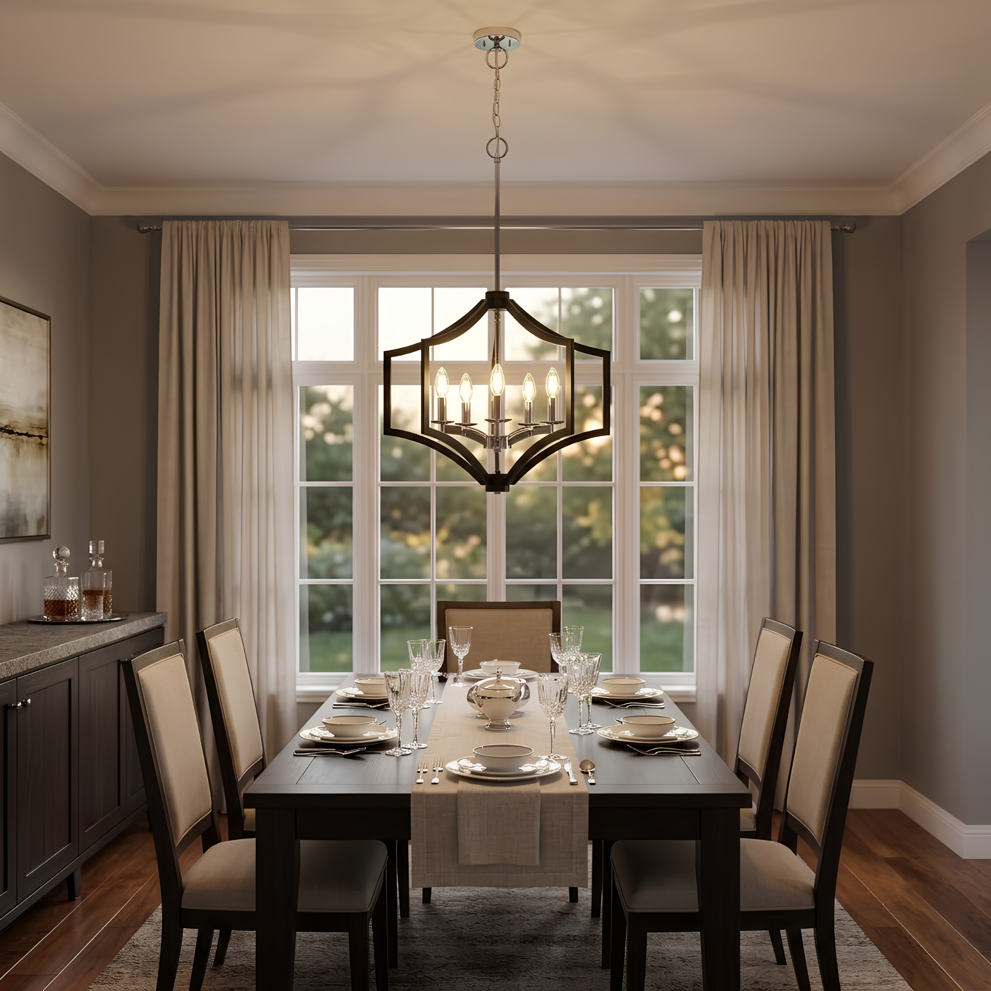 Maya 5-Light Chandelier - Decorative Chandeliers in Matte Black with Chrome Accents