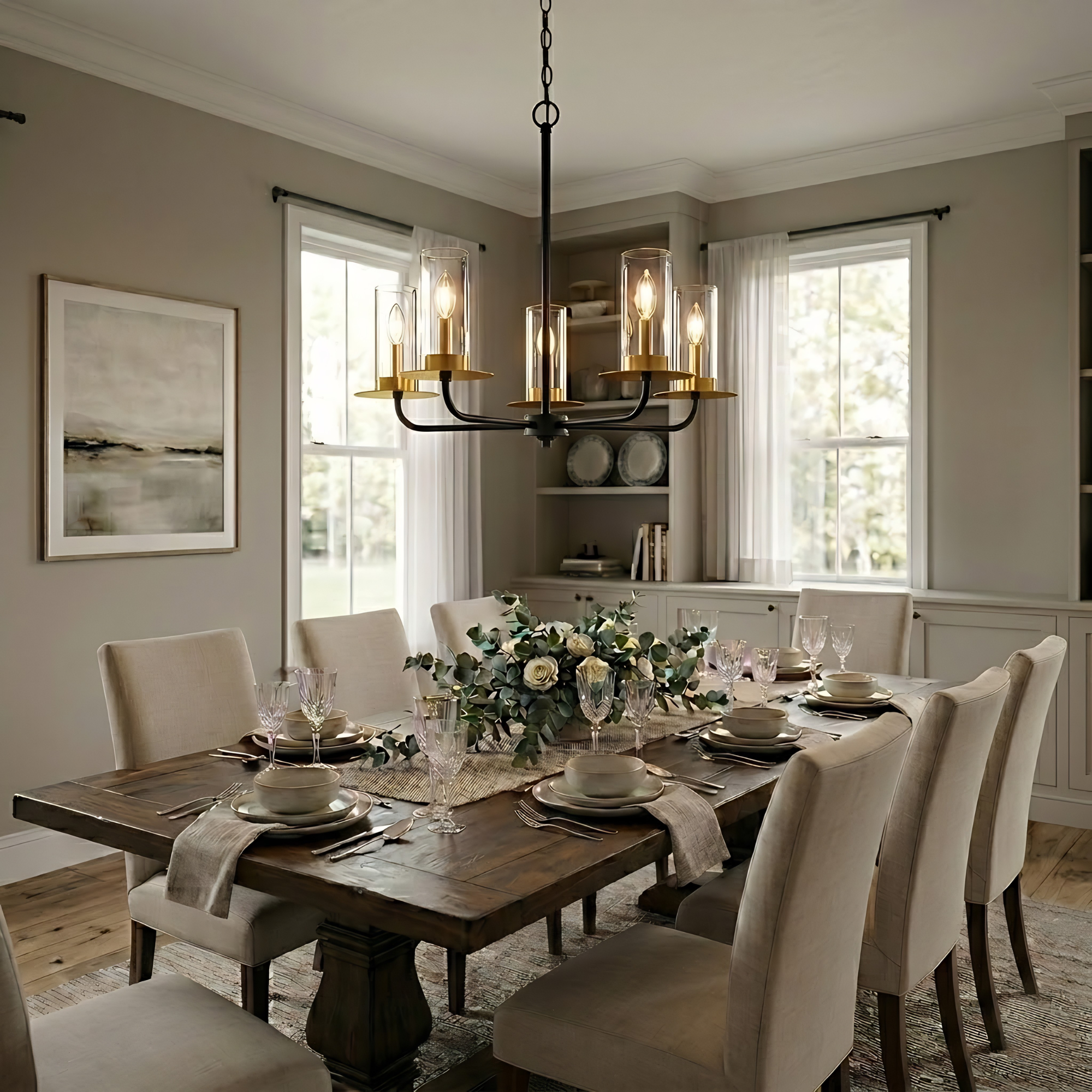 5-Light Aura Two-Toned Chandelier - Sophisticated Chandeliers