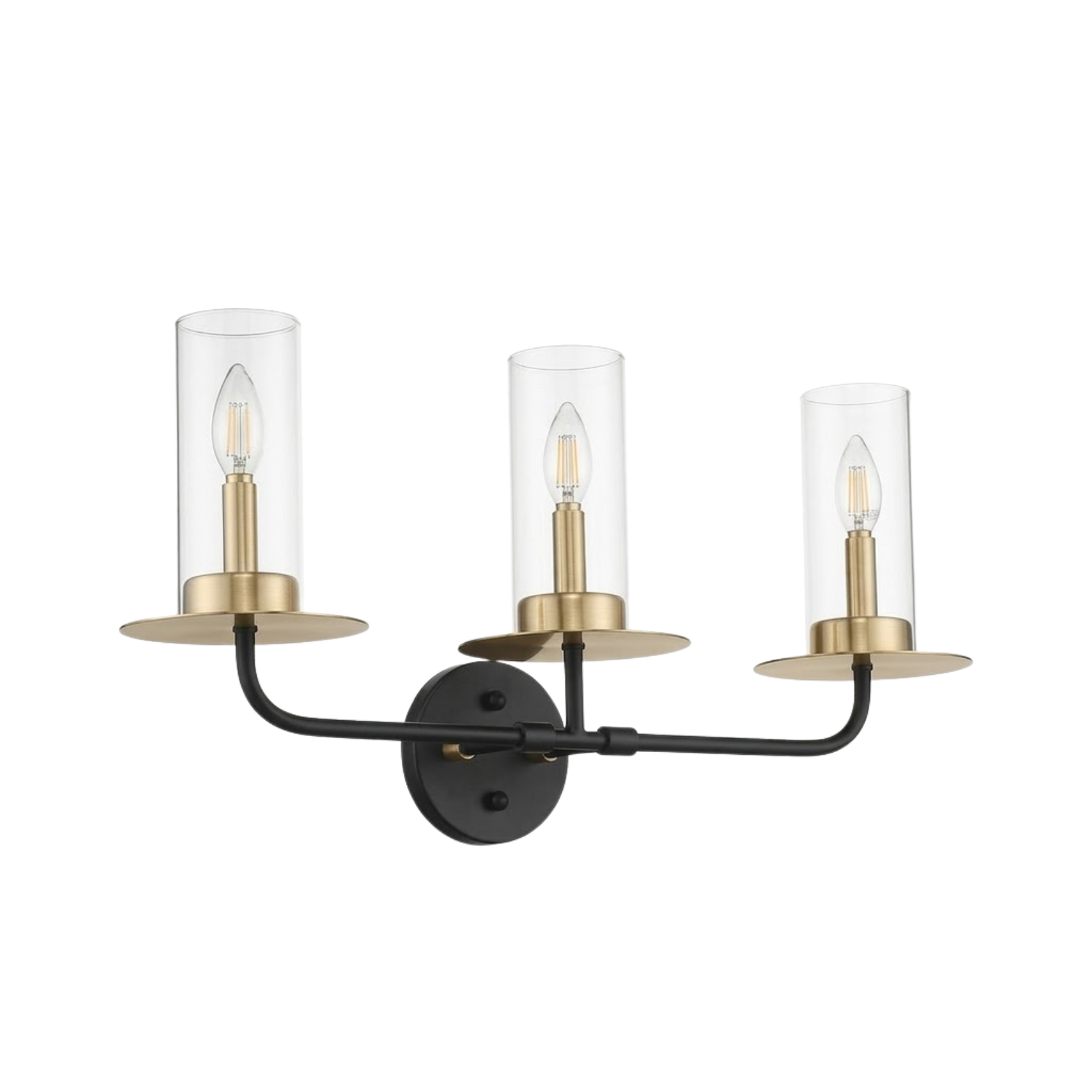 Aura 3-Bulb Two-Toned Vanity Light - Contemporary Vanities in Champagne Gold/Matte Black/Brushed Nickel
