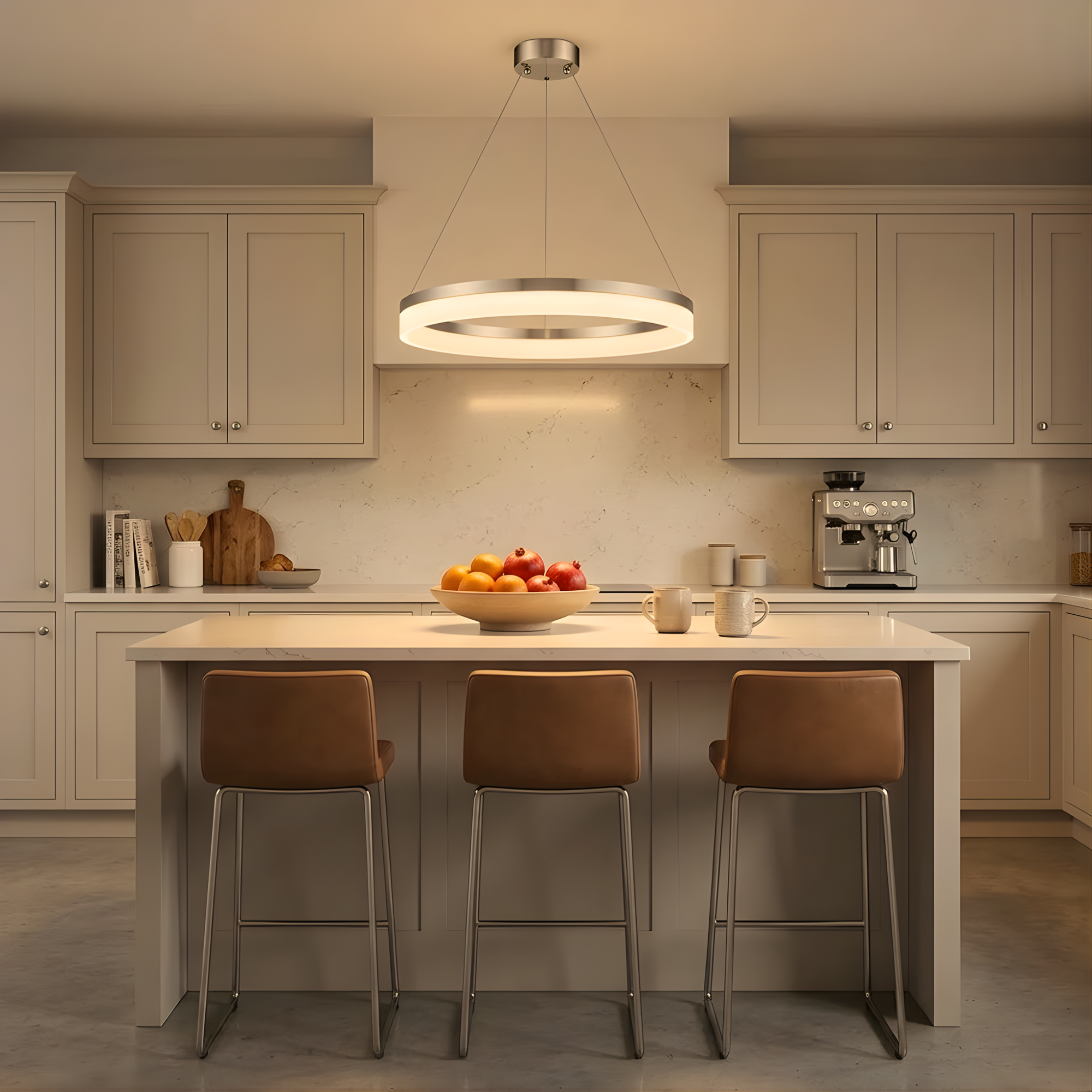 Elio 24" 35W LED Halo Acrylic Lens Pendant Brushed Nickel - Transitional Pendants