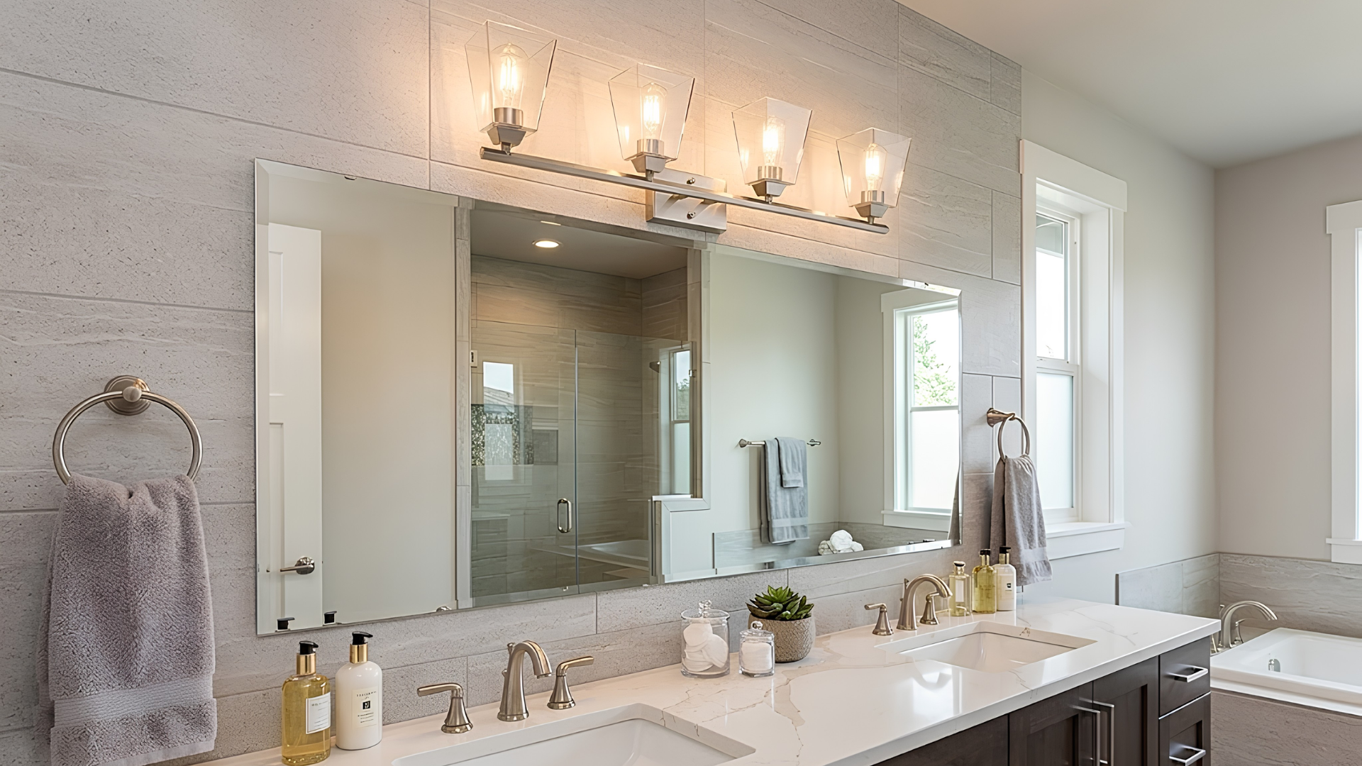 Blair 4-Light Clear Glass Vanity - Statement-Making Vanities in Brushed Nickel