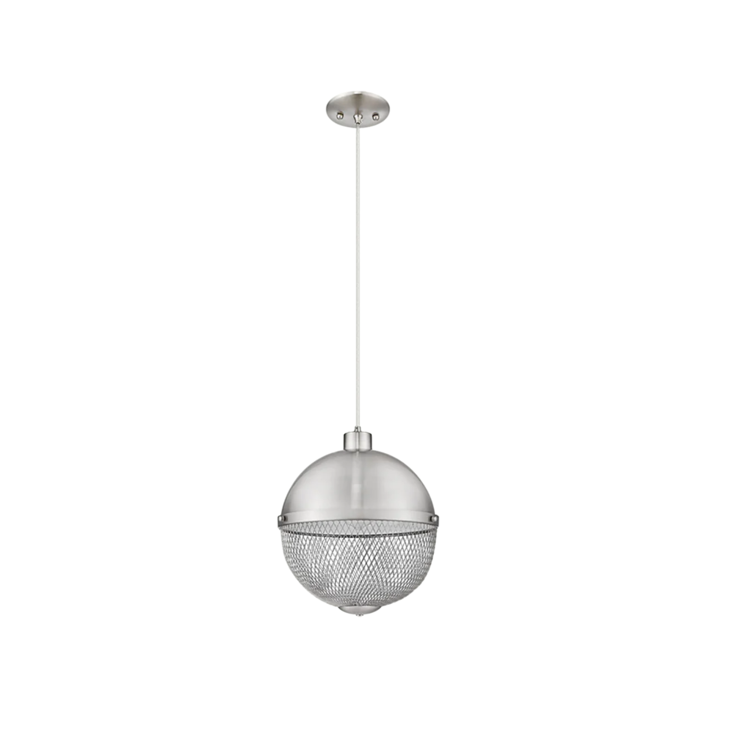 Parma 1-Light Metal and Mesh Globe Pendant E26 - Eye-Catching Pendants in Brushed Nickel
