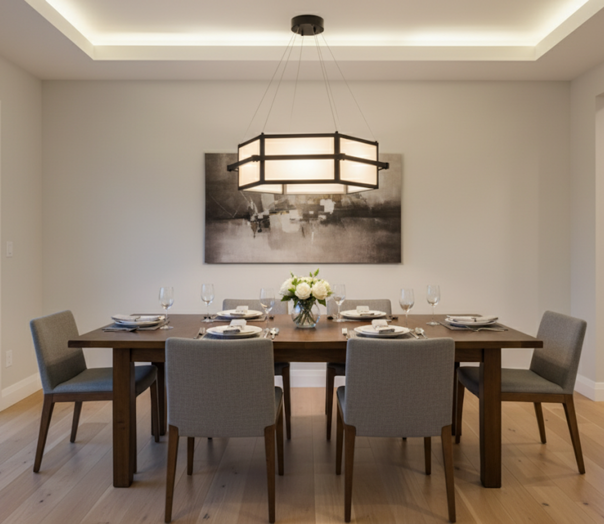 Amalfi LED Hex Chandelier Frosted Glass 45W 4000K - Statement-Making Chandeliers in Matte Black