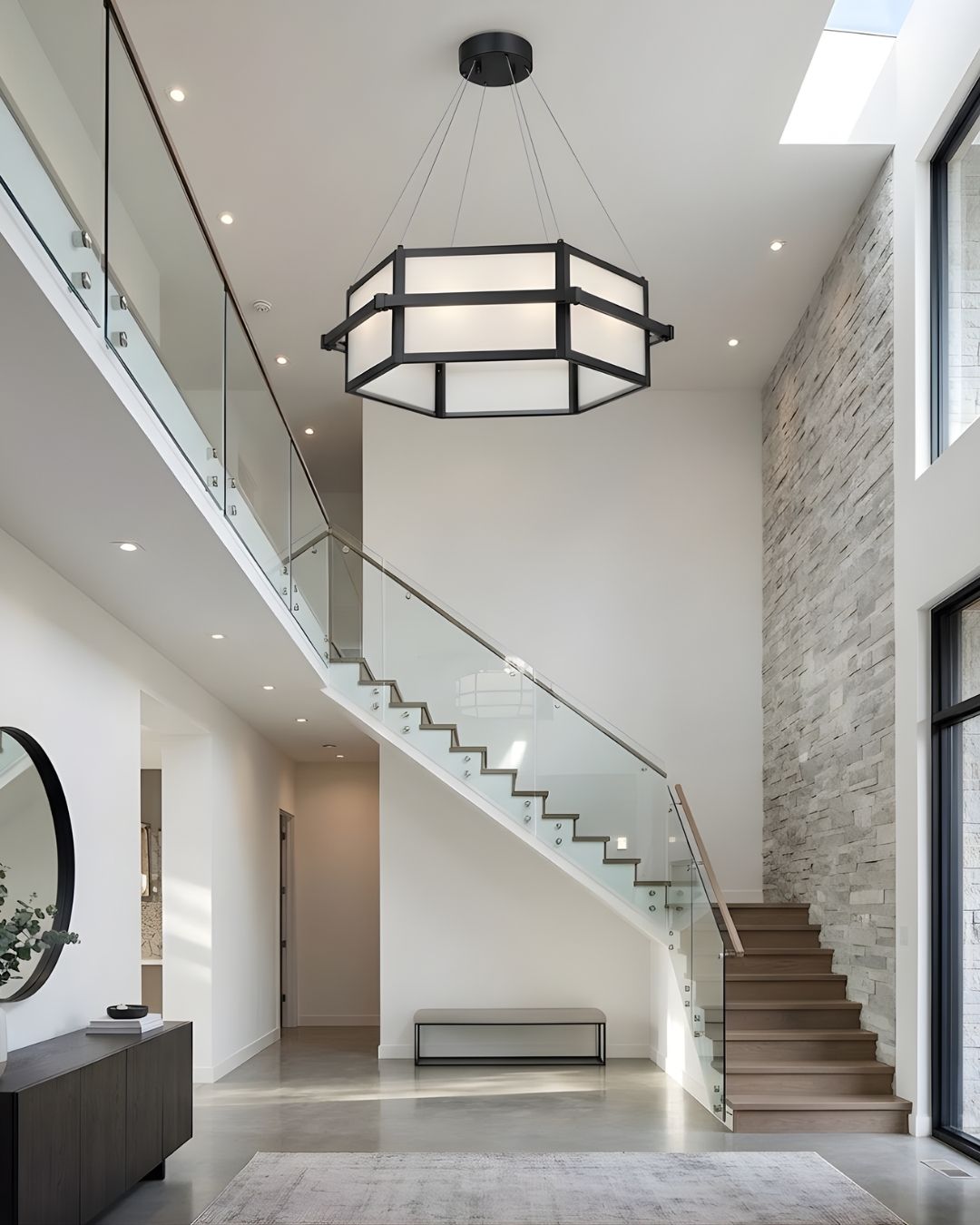 Amalfi LED Hex Chandelier Frosted Glass 45W 4000K - Statement-Making Chandeliers in Matte Black