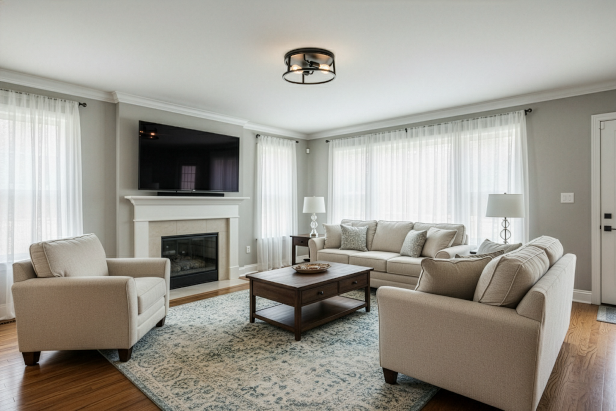 Edward 2-Light Round Open Ceiling Mount - Minimalist Ceiling Mounts in Matte Black