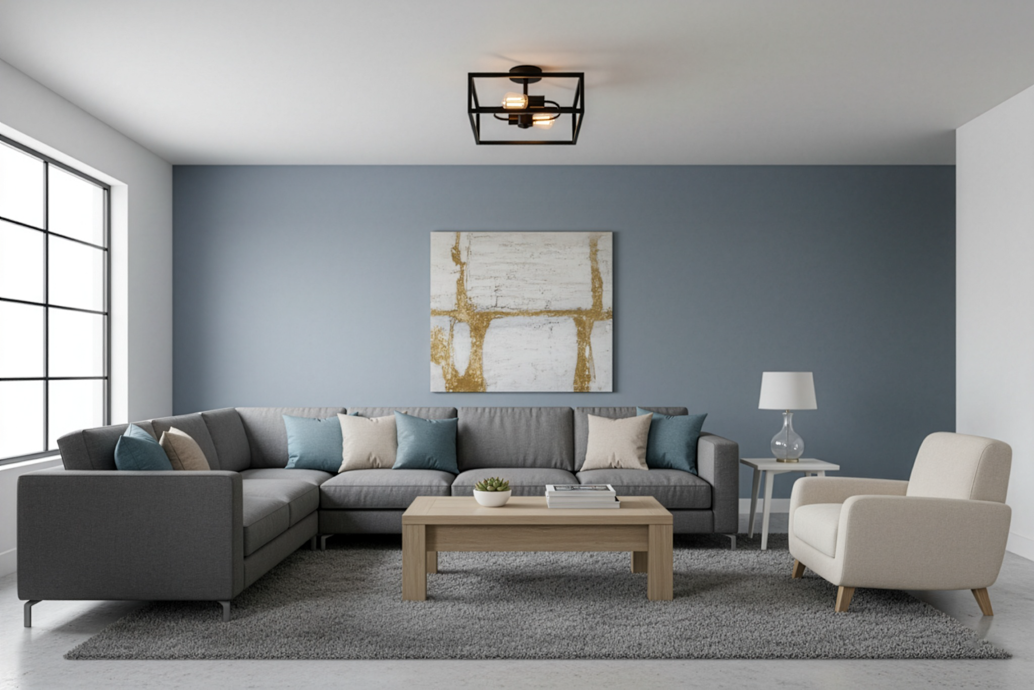 Harold 2-Light Square Open Semi-Flush Mount - Functional Ceiling Mounts in Matte Black