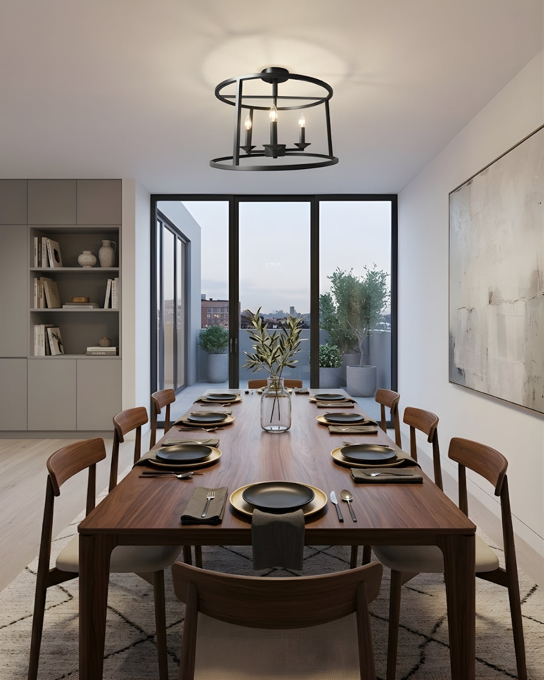 Alfred 3-Light Round Open Semi-Flush Mount - Versatile Ceiling Mounts