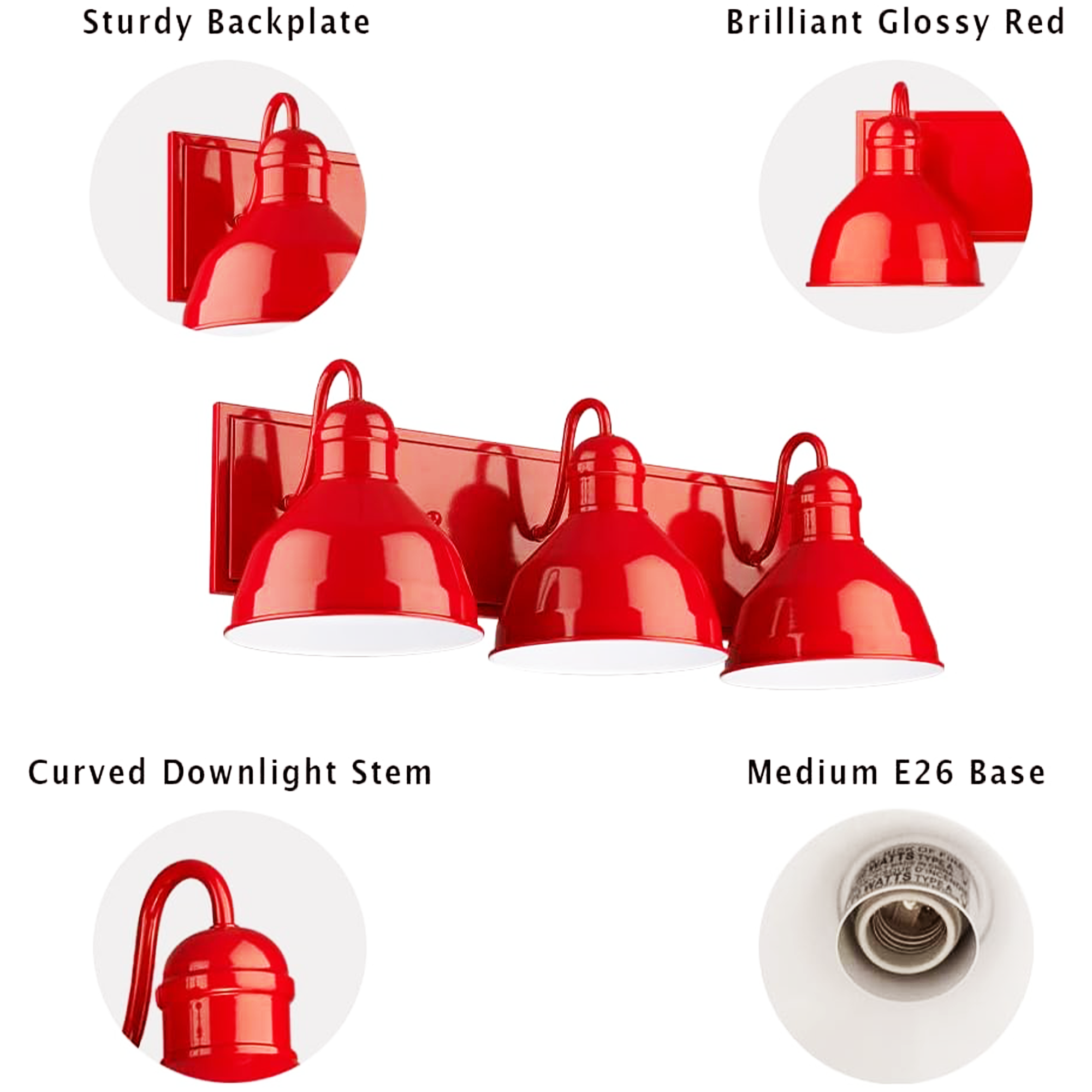 Vivio Gia 3-Light Vanity - Glossy Red