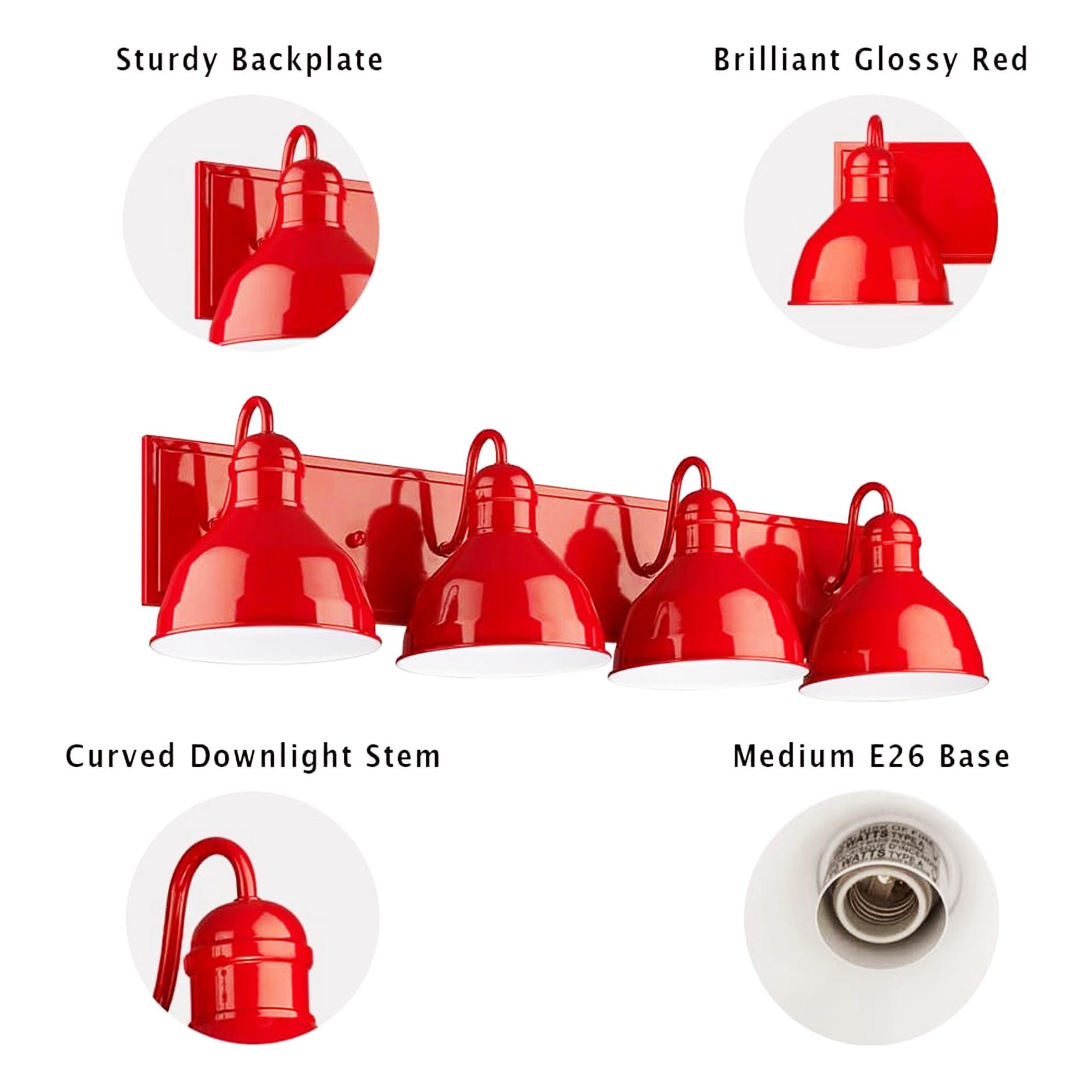 Vivio Gia 3-Light Vanity - Glossy Red