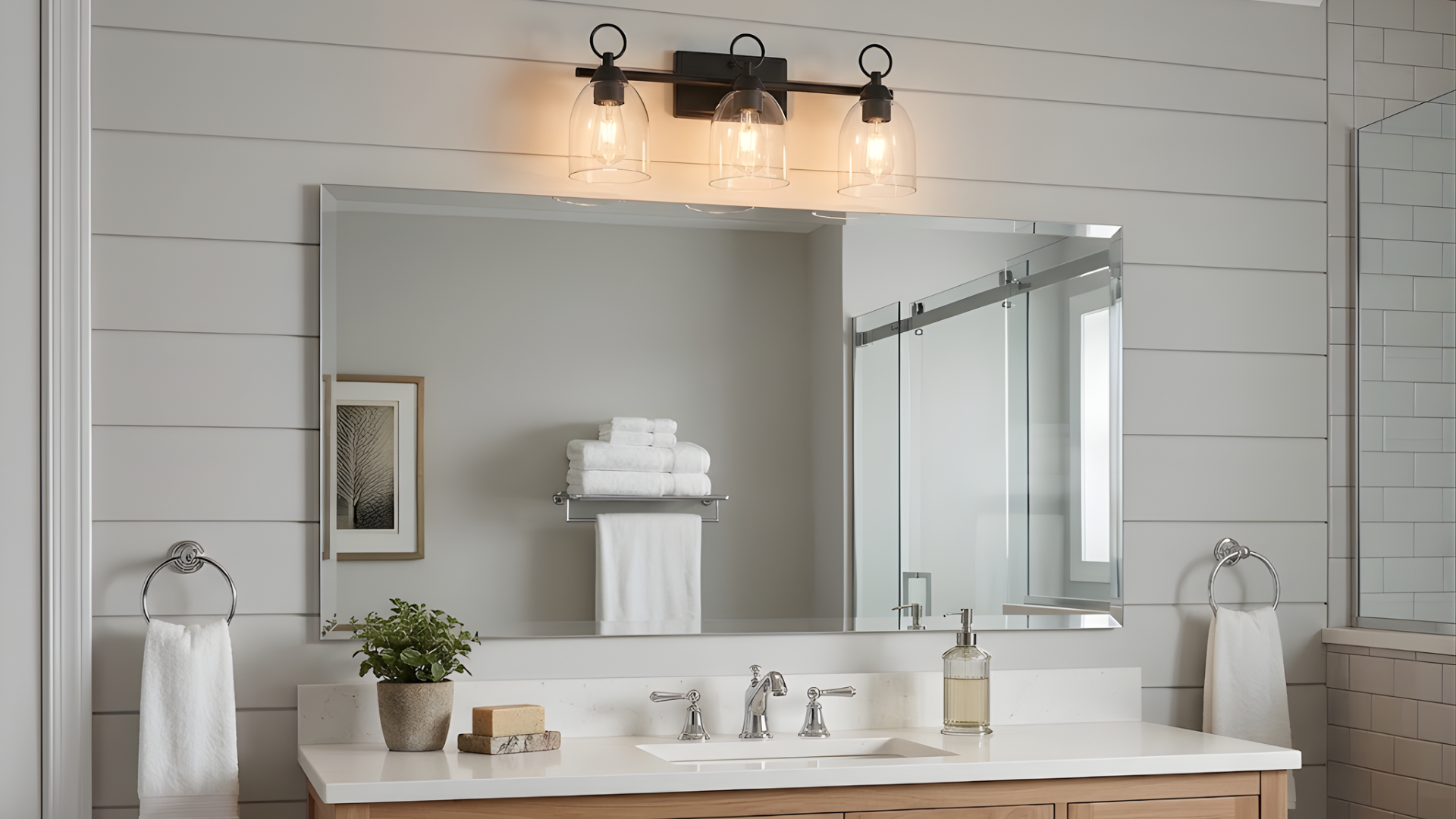 Rhine 3-Light Vanity - Clear Glass - Minimalist Vanities in Matte Black