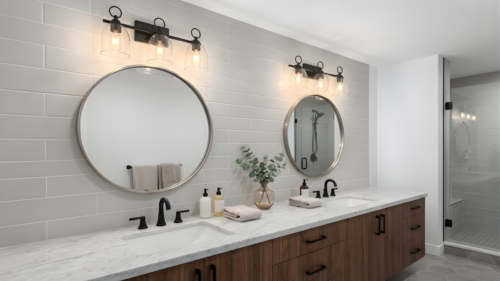 Rhine 3-Light Vanity - Clear Glass - Minimalist Vanities in Matte Black