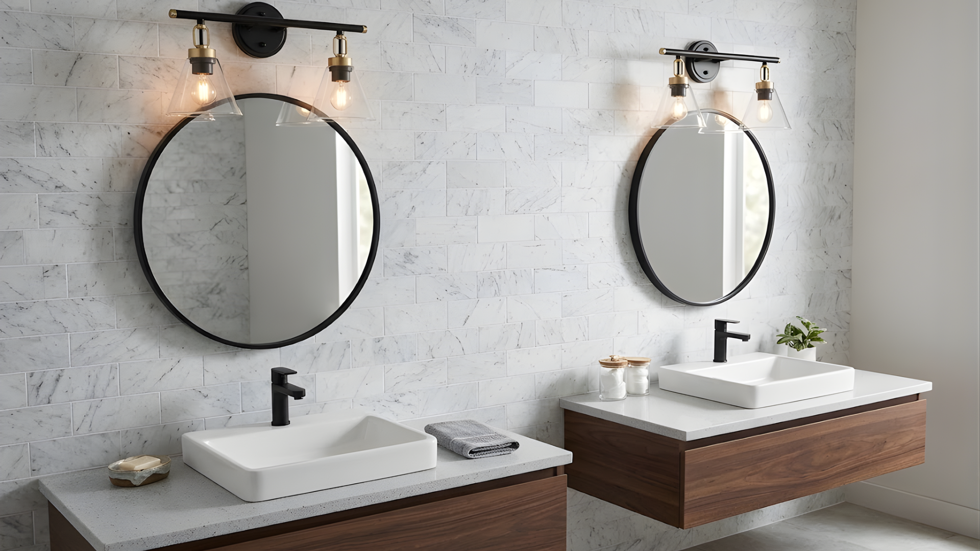 Siene 2-Light Vanity - Matte Black/Champagne Gold - Clear Cone Glass - Eye-Catching Vanities